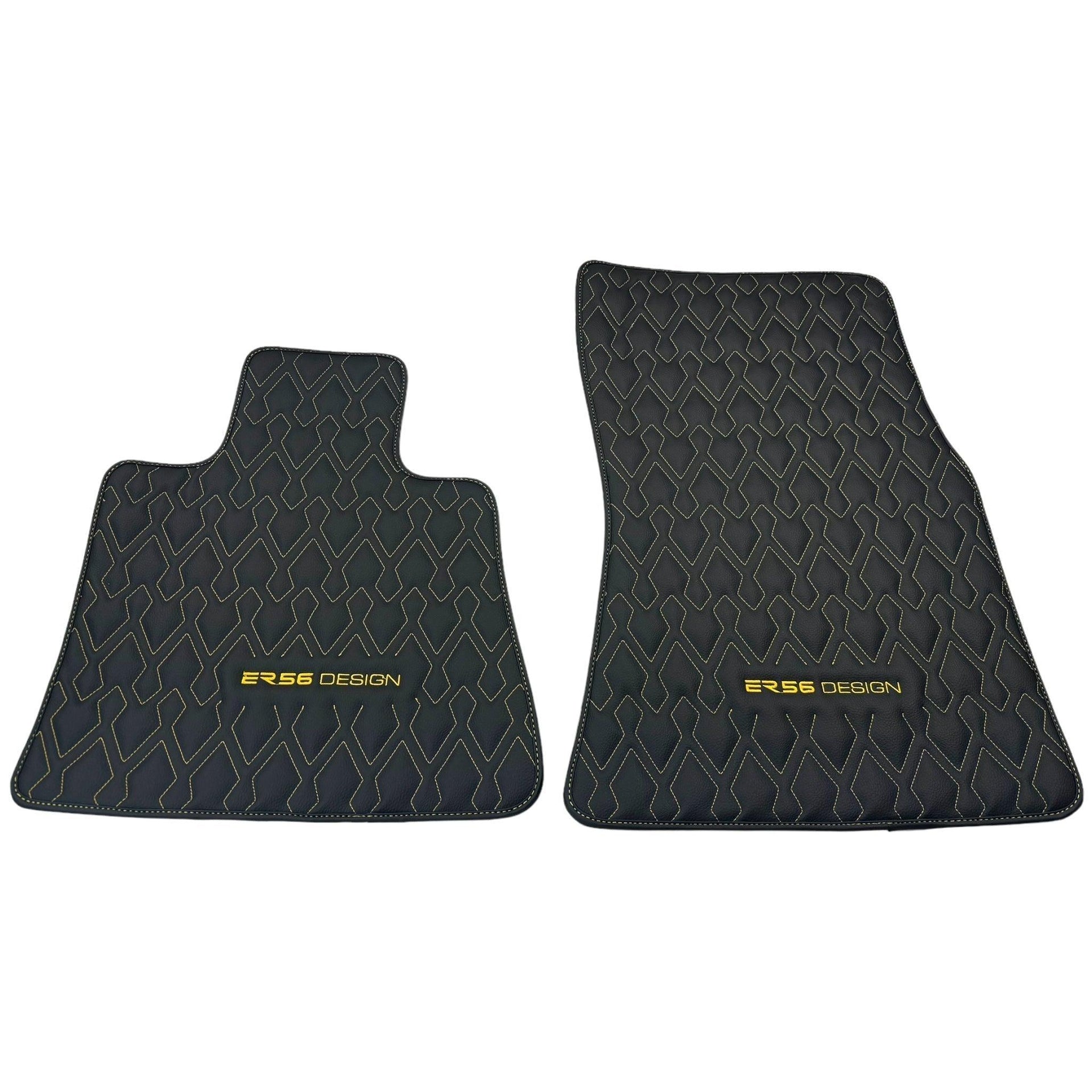 Black Leather Floor Mats for Rolls-Royce Wraith (2013–2023) ER56 Design - AutoWin