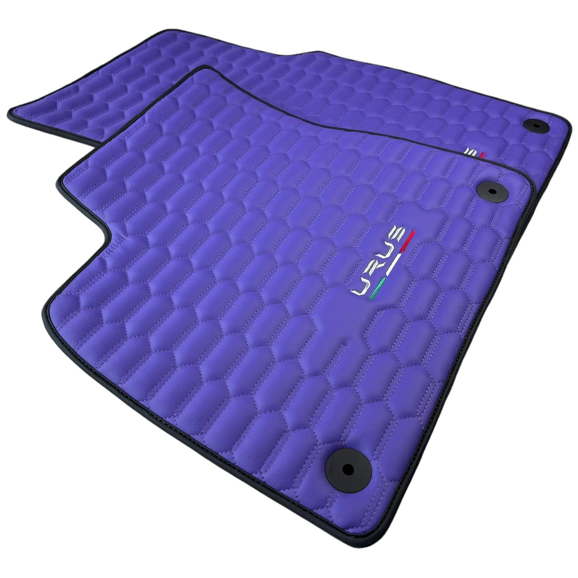 Purple Leather Black Floor Mats for Lamborghini Urus | Black Trim - AutoWin