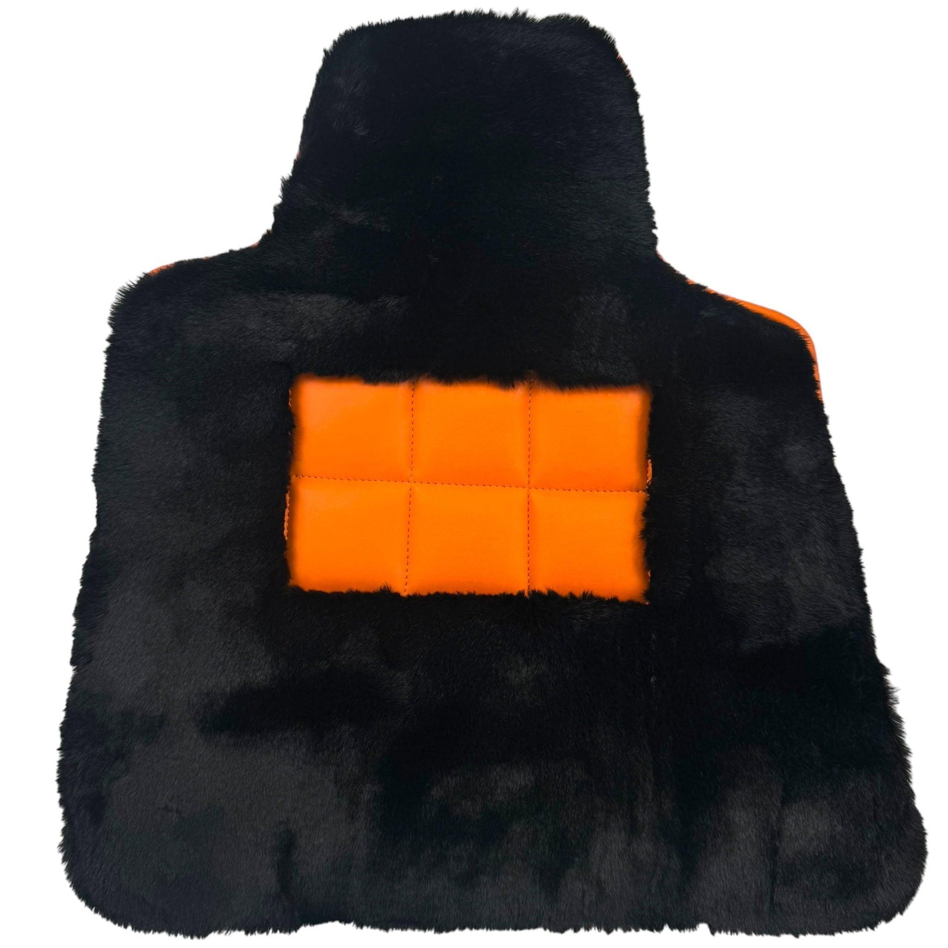 Black Sheepskin Floor Mats for Rolls-Royce Dawn Orange Leather Trim - AutoWin