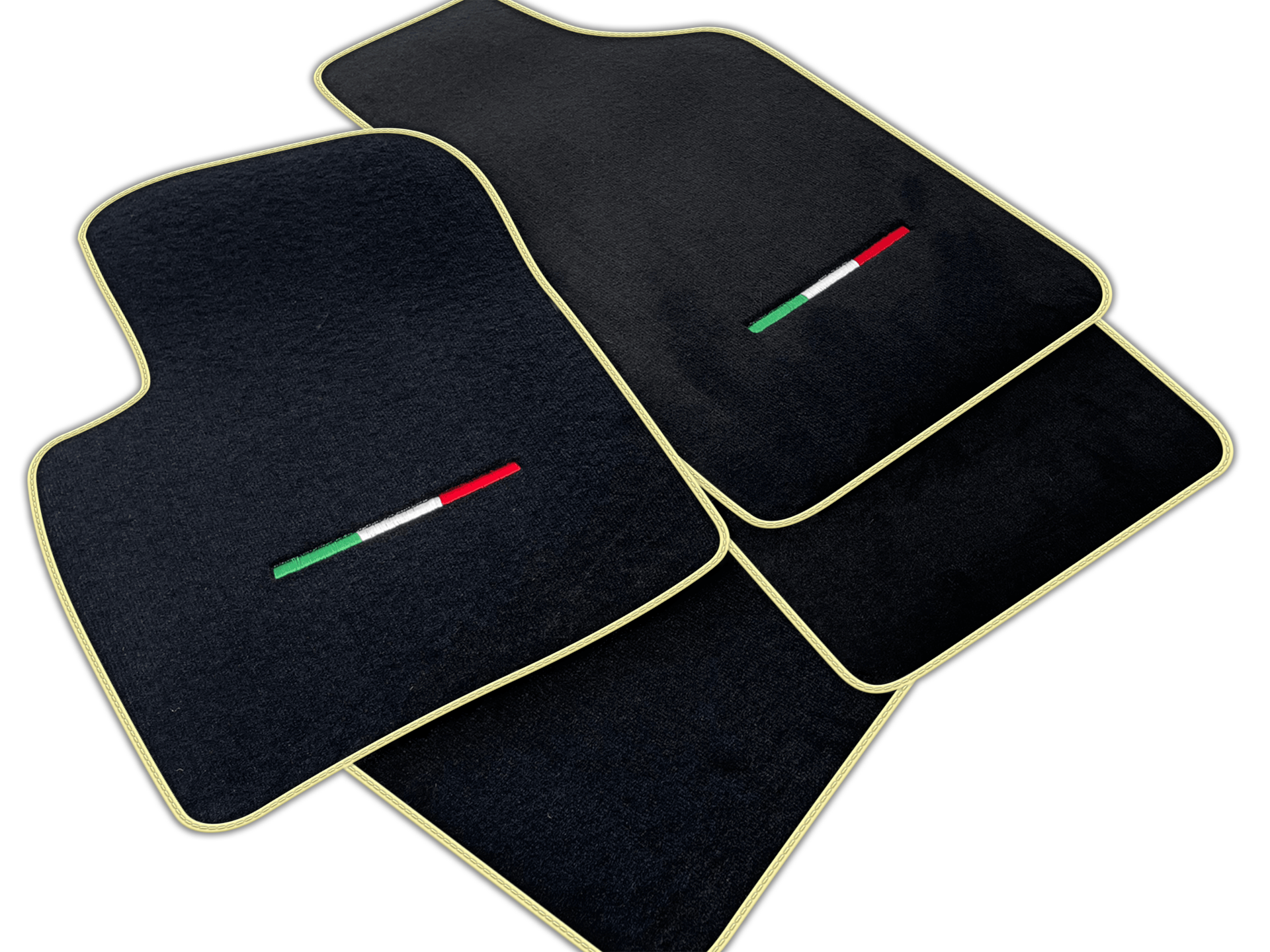 Italian Edition Black Floor Mats for Fiat 500 (2008-2013) Automatic