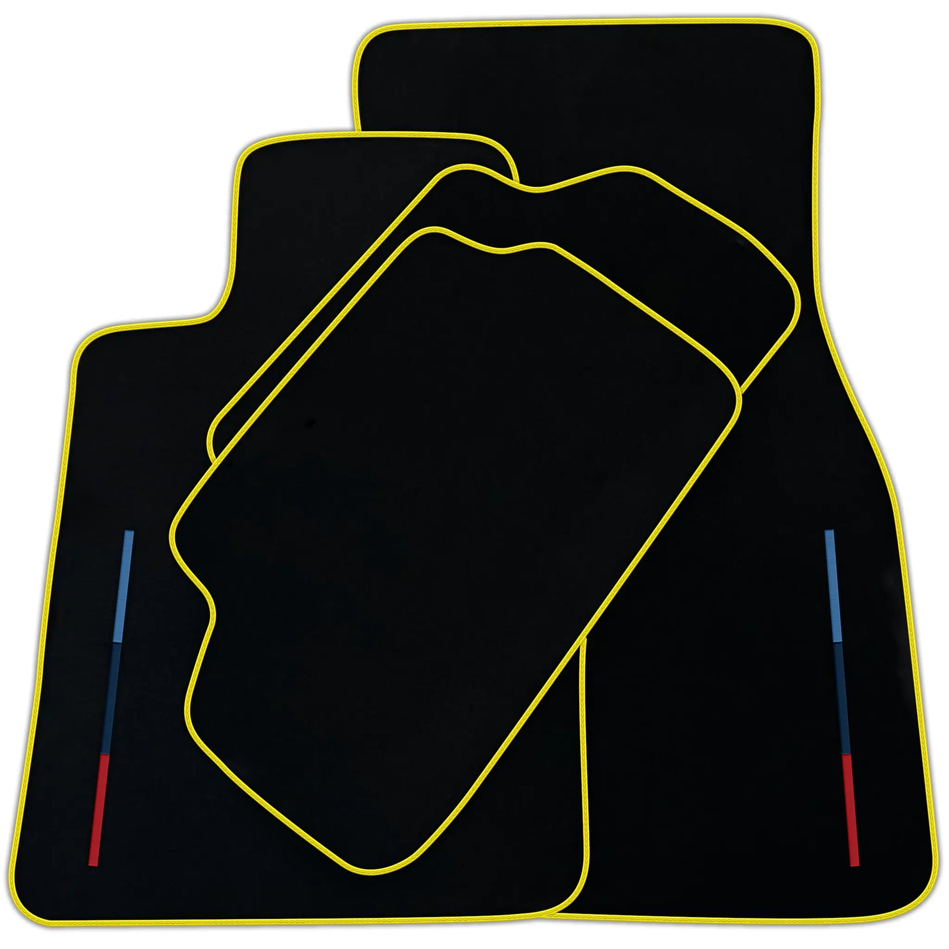 Black Floor Mats For BMW 3 Series E46 4-door Sedan With 3 Color Stripes Tailored Set Perfect Fit | Various Trim Colors