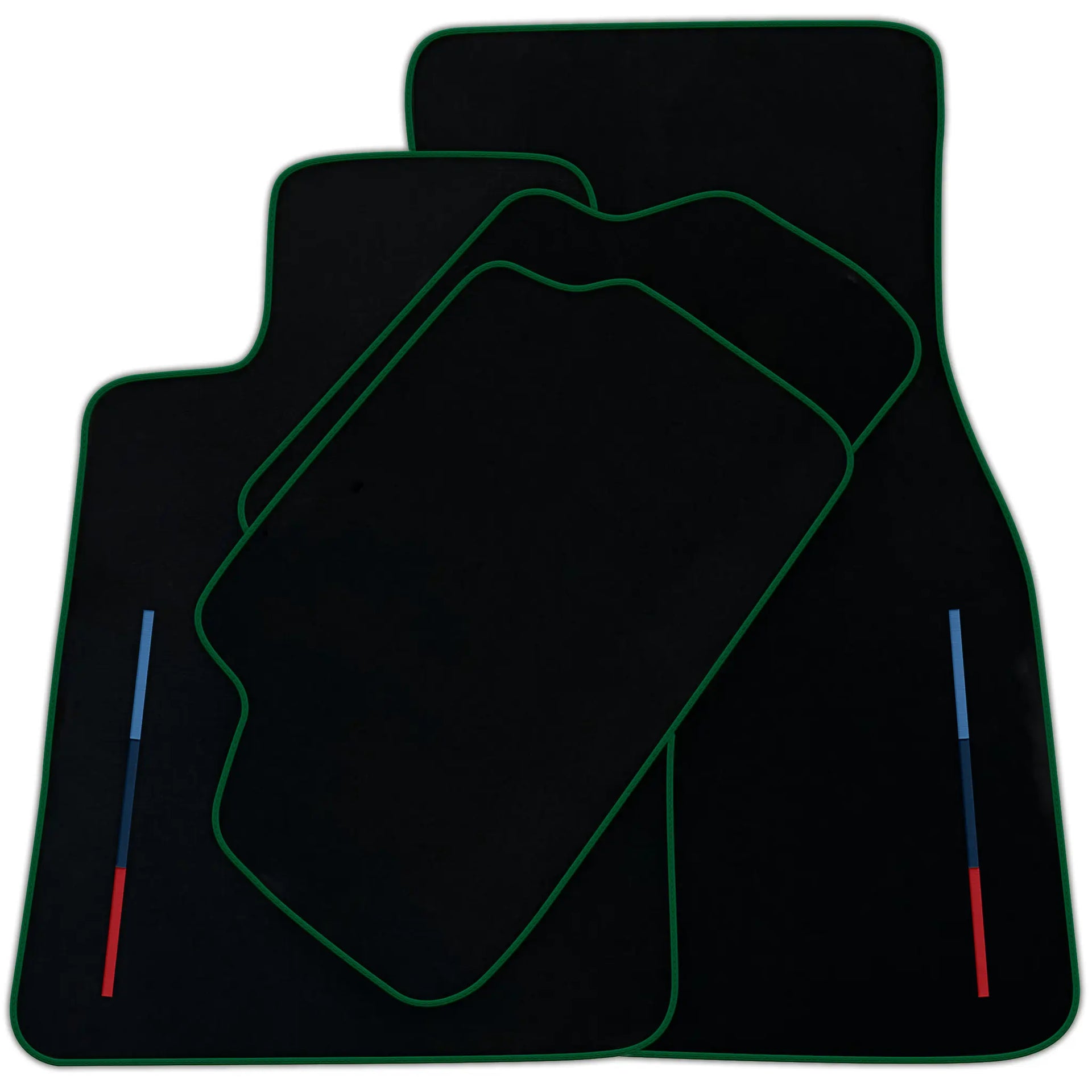 Black Floor Mats For BMW 5 Series E28 Sedan With 3 Color Stripes Tailored Set Perfect Fit | Various Trim Colors