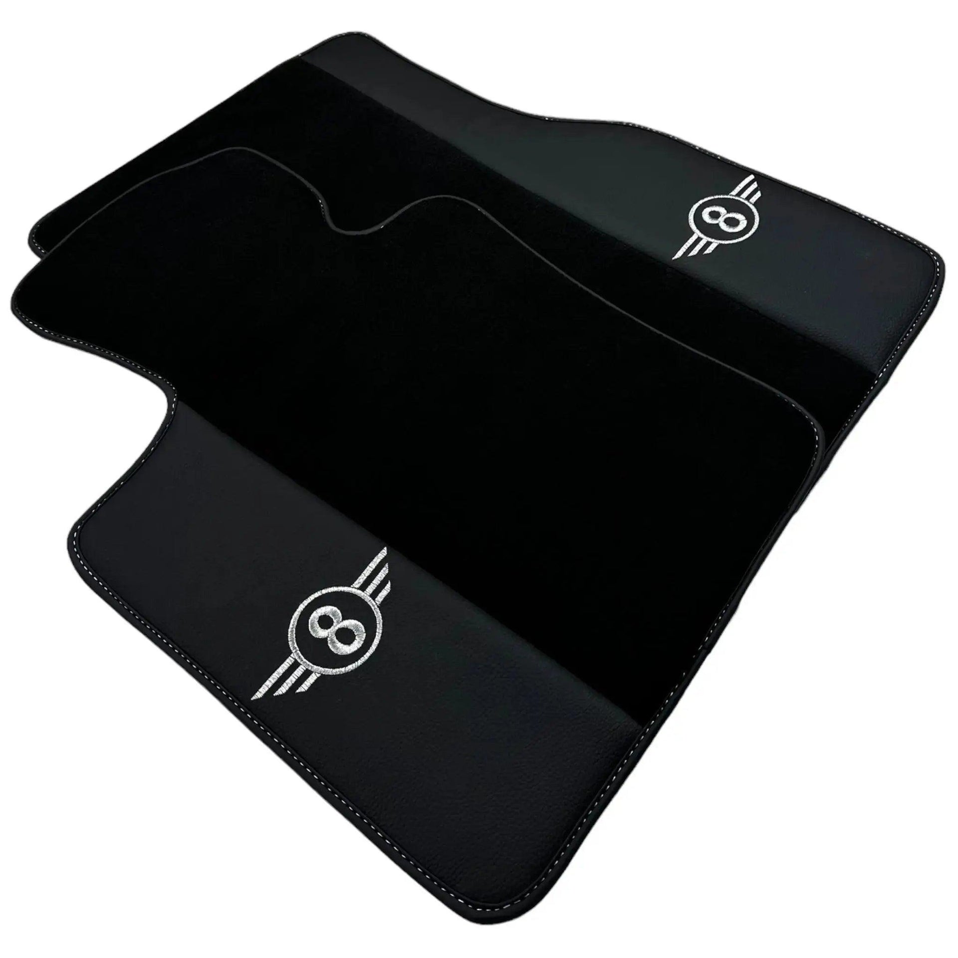 Black Floor Mats for Mini Cabrio R52 Convertible (2004-2009) with Leather - AutoWin