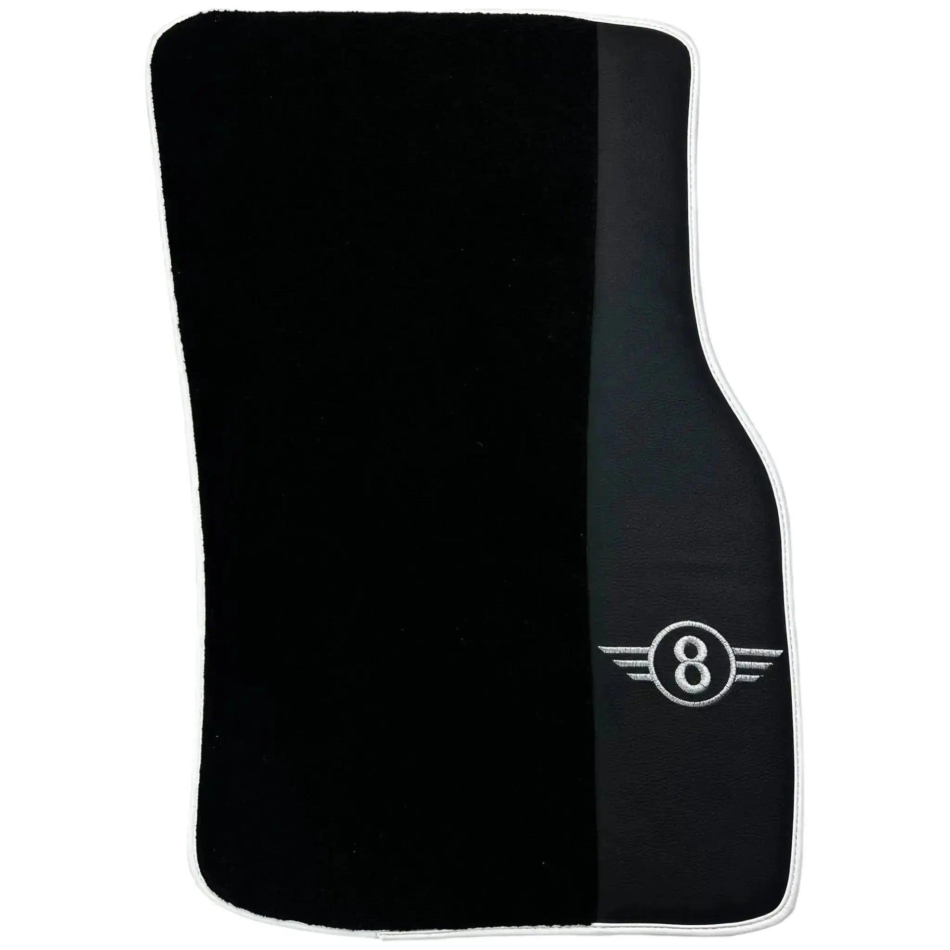Black Floor Mats for Mini Clubman R55 (2007-2015) with Leather | White Trim - AutoWin