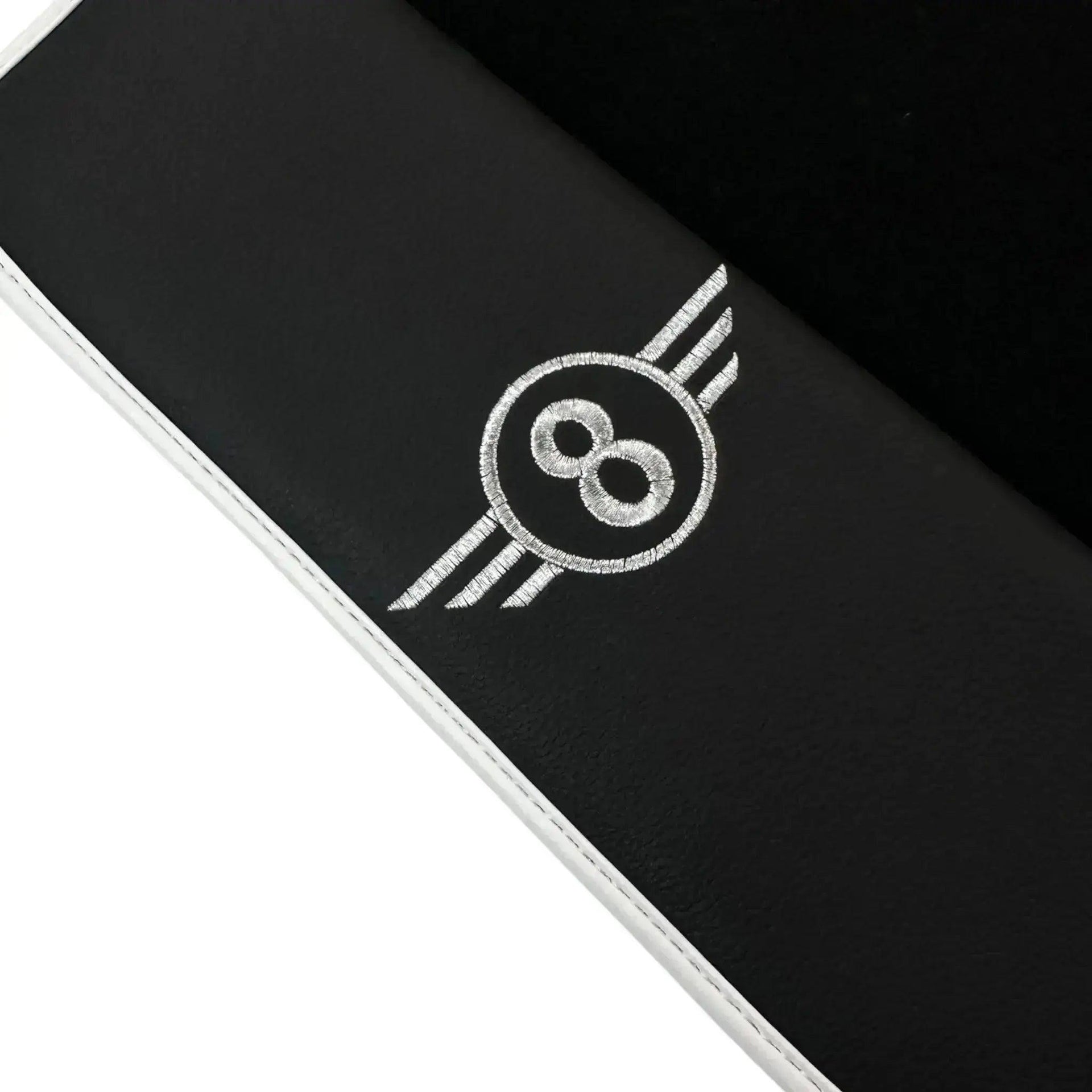 Black Floor Mats for Mini Clubman R55 (2007-2015) with Leather | White Trim - AutoWin