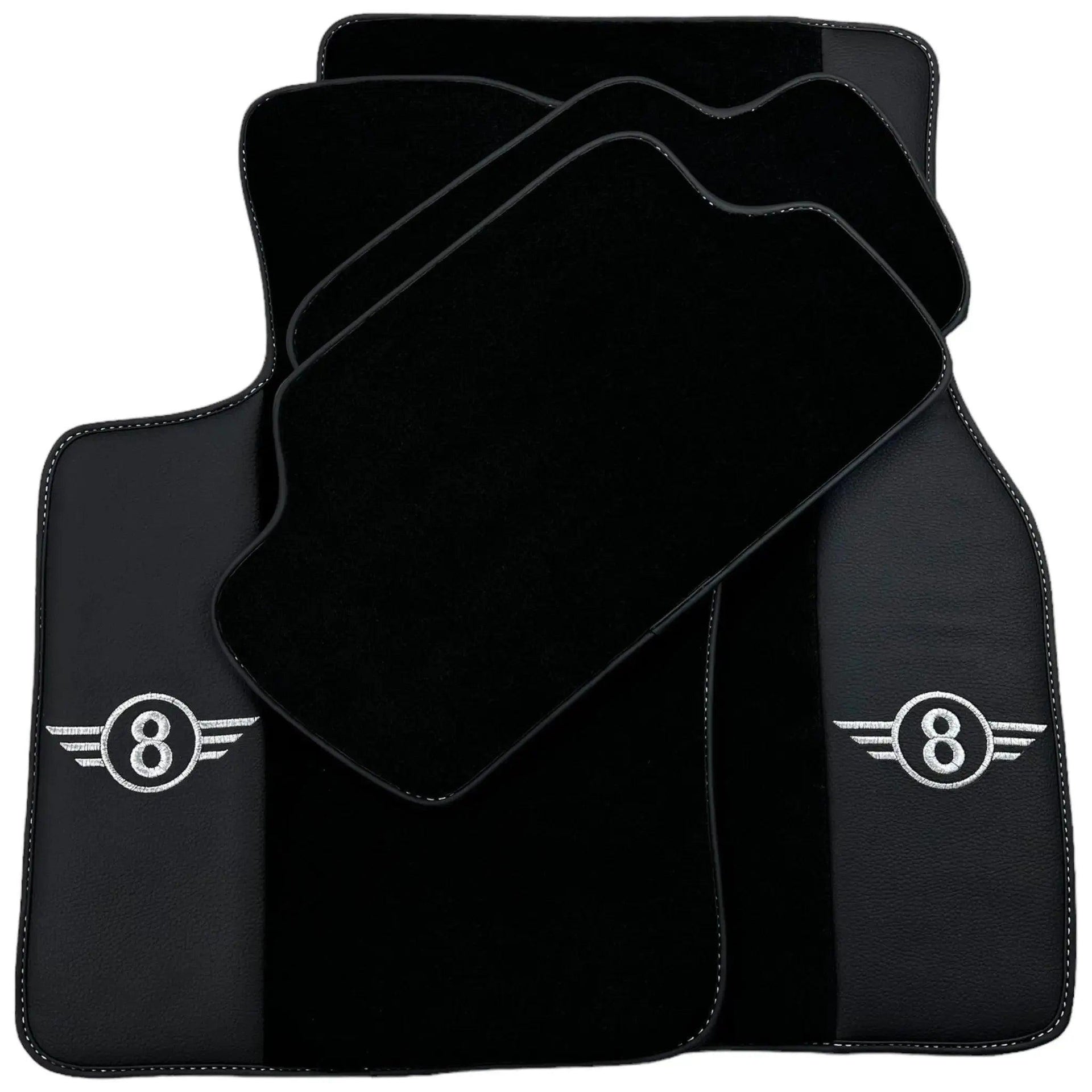 Black Floor Mats for Mini Countryman F60 Hybrid (2020-2023) with Leather - AutoWin