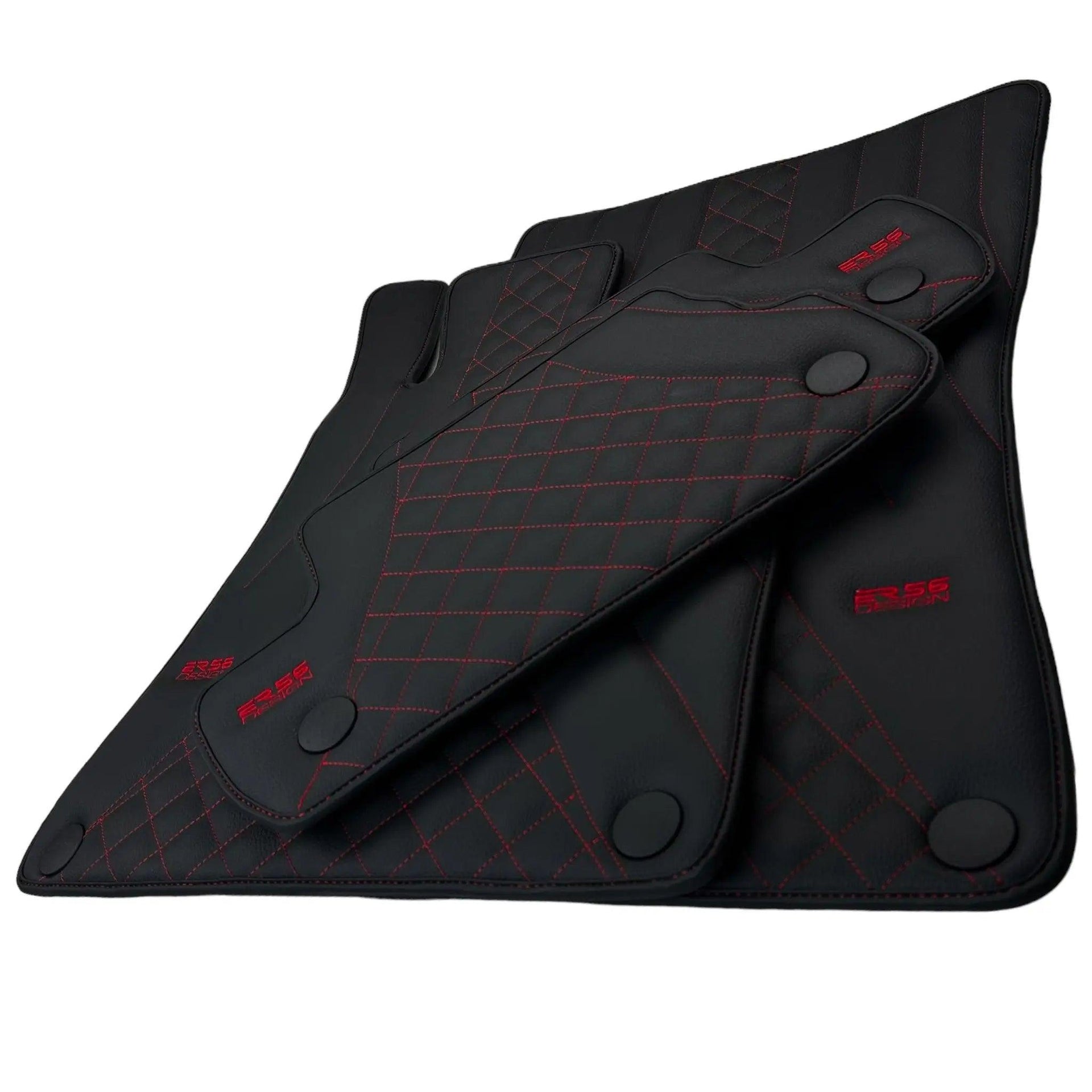 Black Leather Floor Mats For Mercedes Benz EQC-Class N293 (2019-2023) | ER56 Design - AutoWin