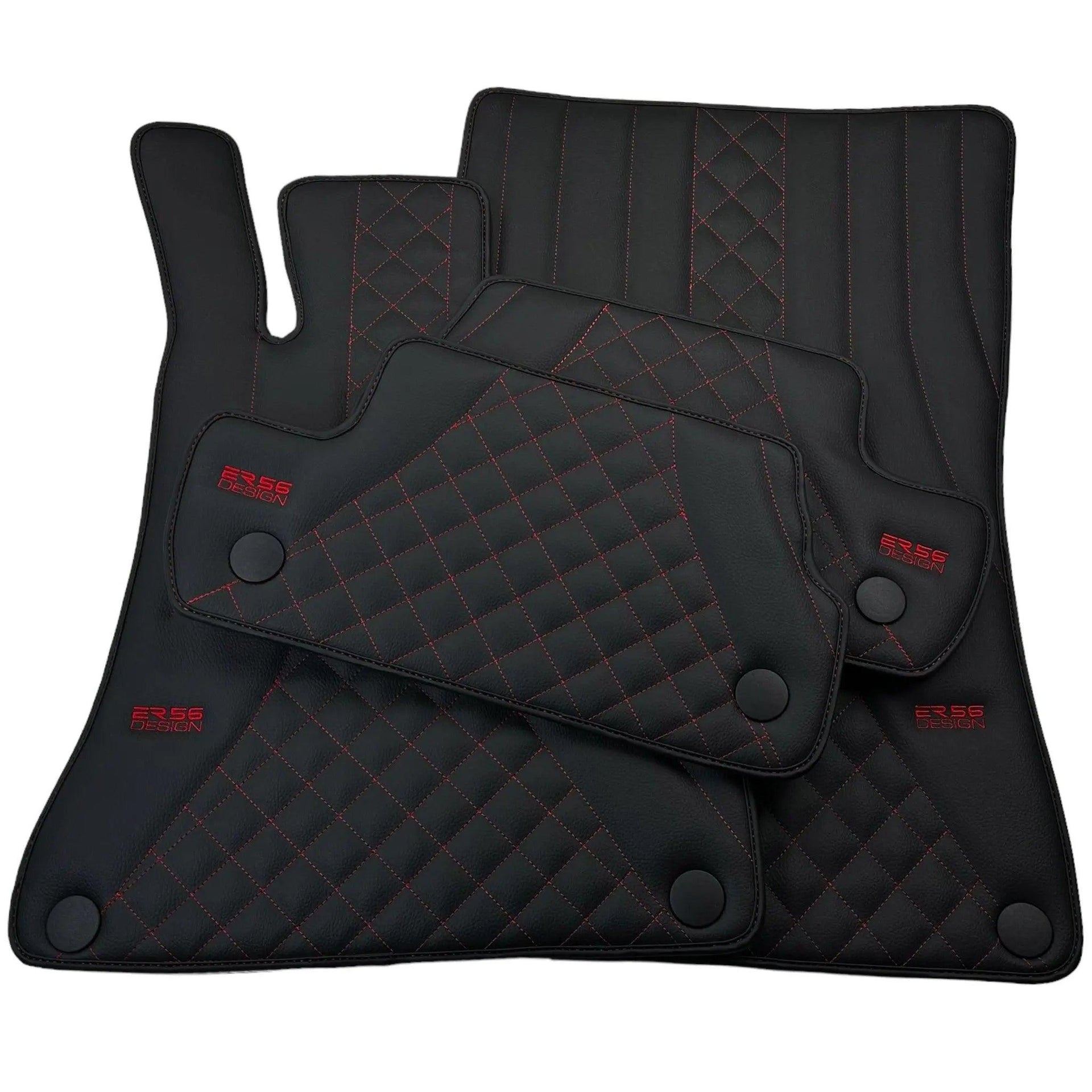 Black Leather Floor Mats For Mercedes Benz M-Class W163 (1997-2005) | ER56 Design - AutoWin