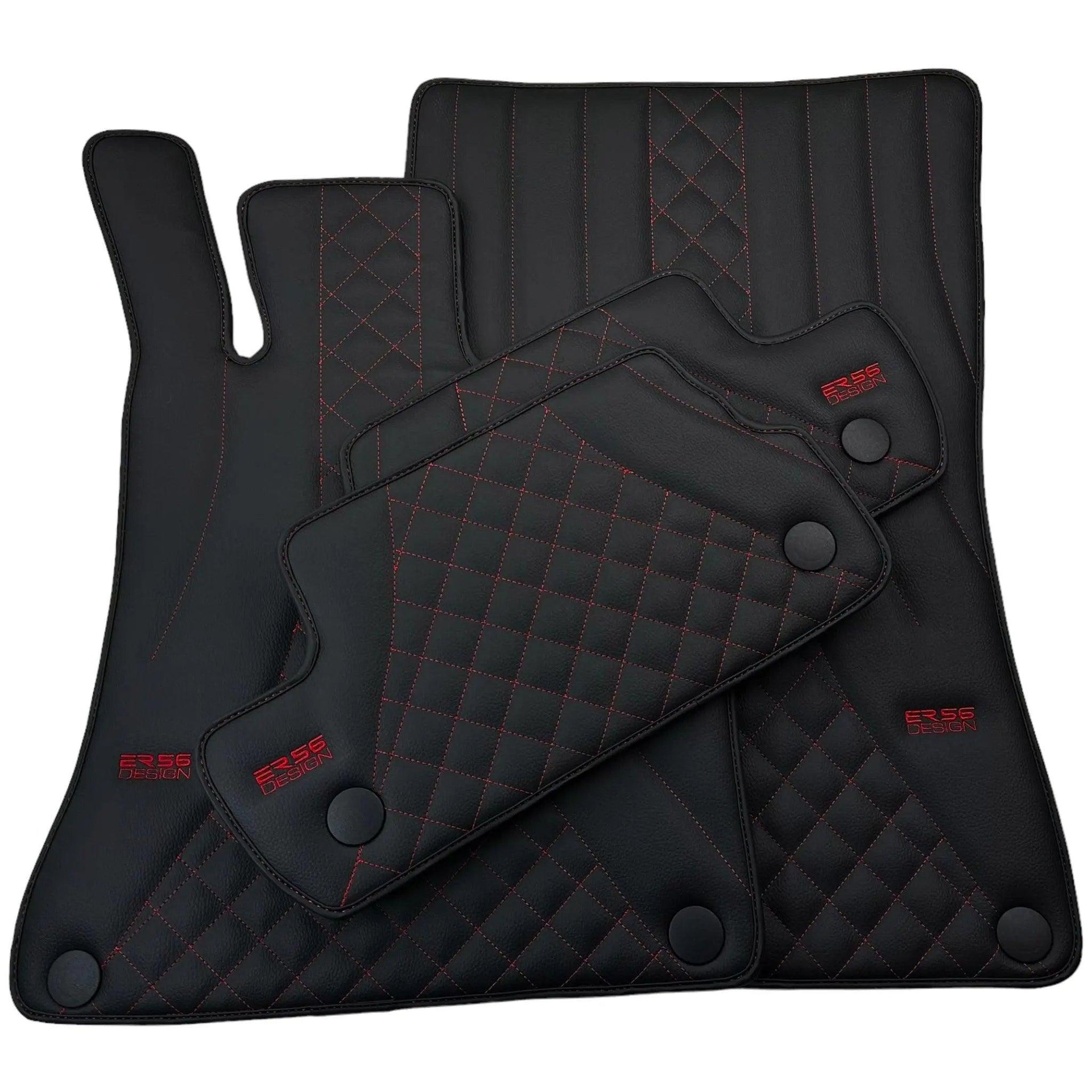 Black Leather Floor Mats For Mercedes Benz M-Class W163 (1997-2005) | ER56 Design - AutoWin