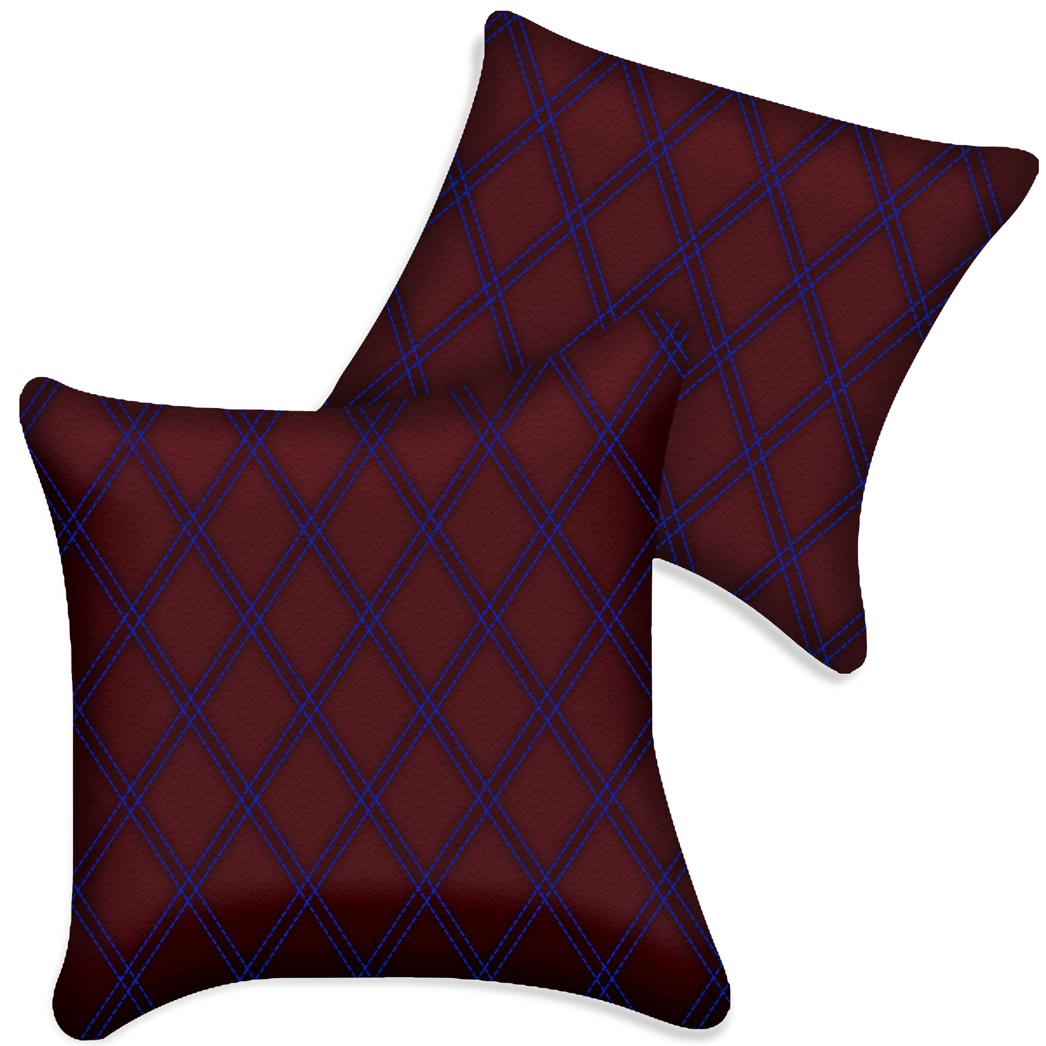 Customizable Dark Red Leather Pillows Set of 2 for All Vehicles | Double Diamond Pattern