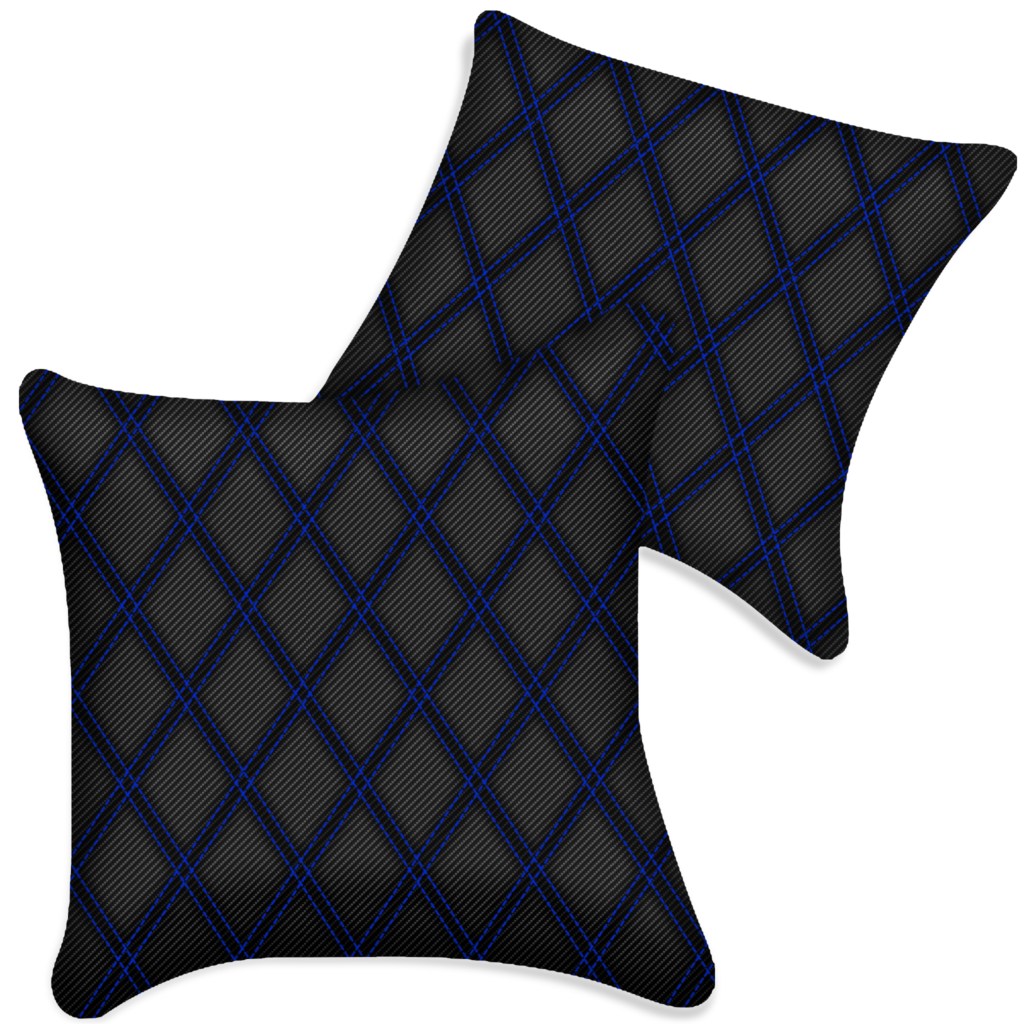 Customizable Black Carbon Fiber Pillows Set of 2 for All Vehicles | Double Diamond Pattern