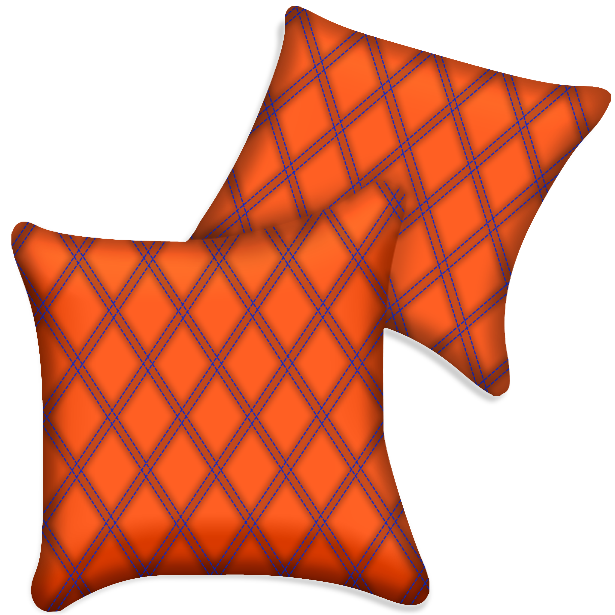 Customizable Orange Leather Pillows Set of 2 for All Vehicles | Double Diamond Pattern
