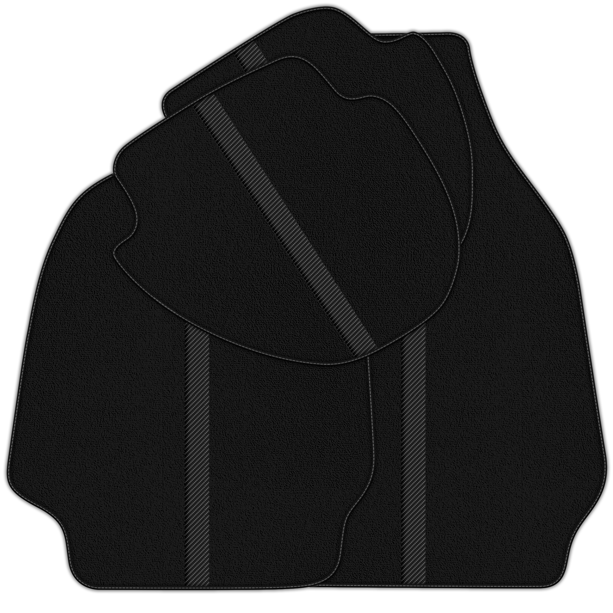 Black Floor Mats with Leather Line for Porsche Classic 911 (1963-1989) - Various Colors