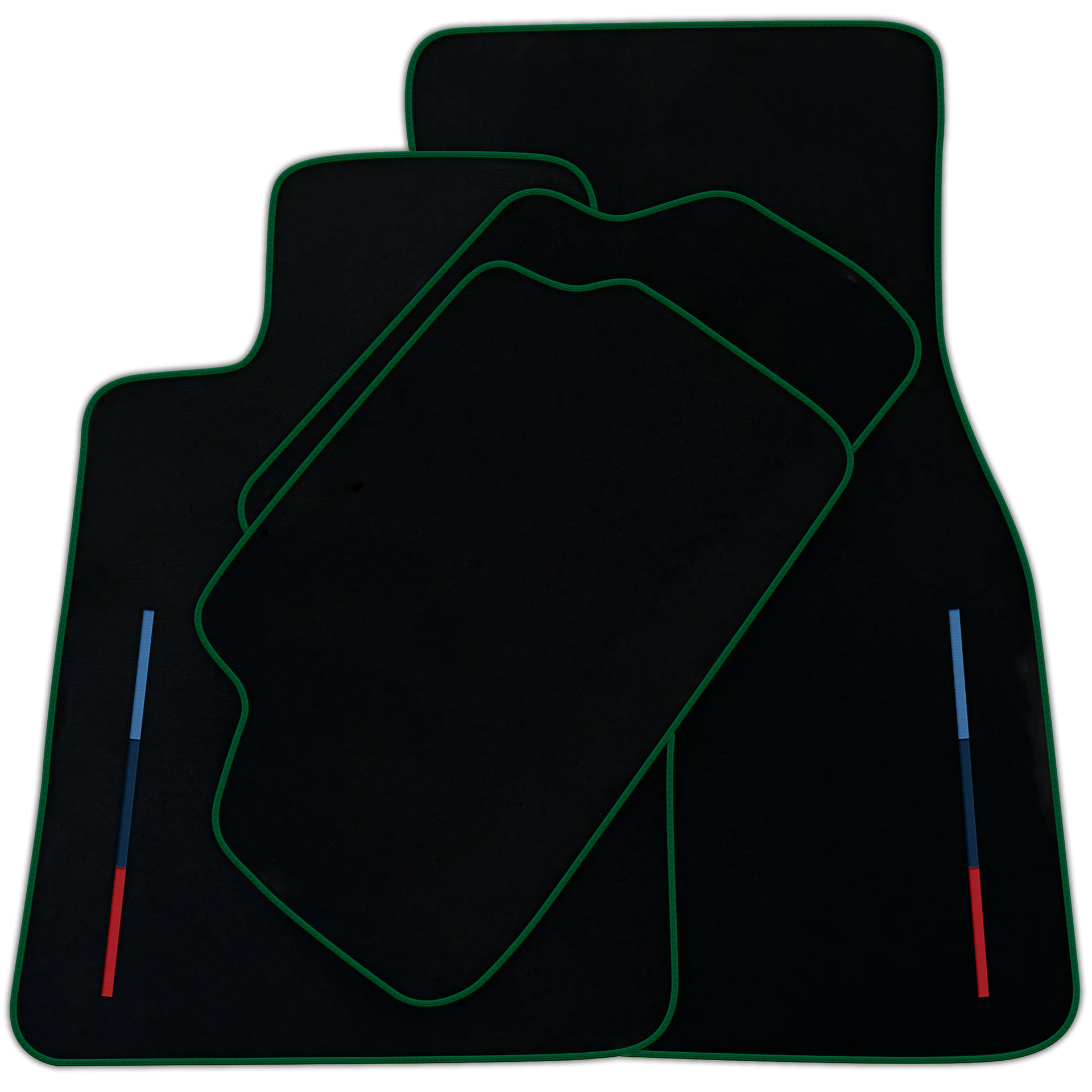 Black Floor Mats For BMW M6 F06 Gran Coupe With 3 Color Stripes Tailored Set Perfect Fit | Various Trim Colors