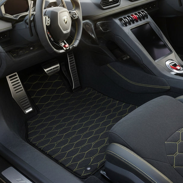 Customizable Floor Mats From Carpet with Leather A56 Pattern for Lamborghini Huracan Tecnica (2022-2024) - AutoWin
