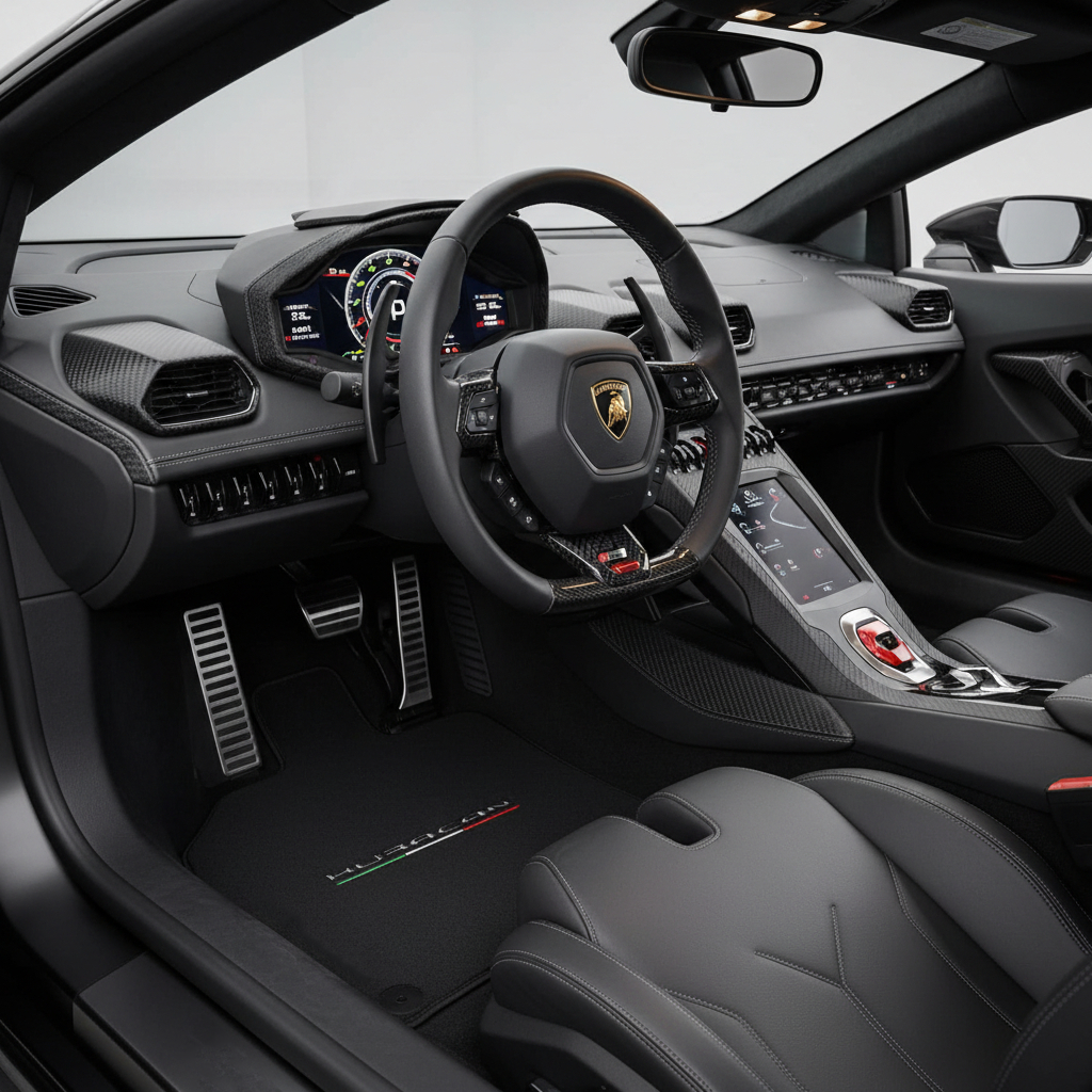 Custom Floor Mats for Lamborghini Huracan Dark Blue Color - AutoWin.EU