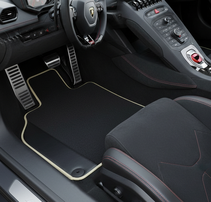 Customizable Leather Floor Mats with Divario Pattern for Lamborghini Huracan STO (2021-2024) - AutoWin