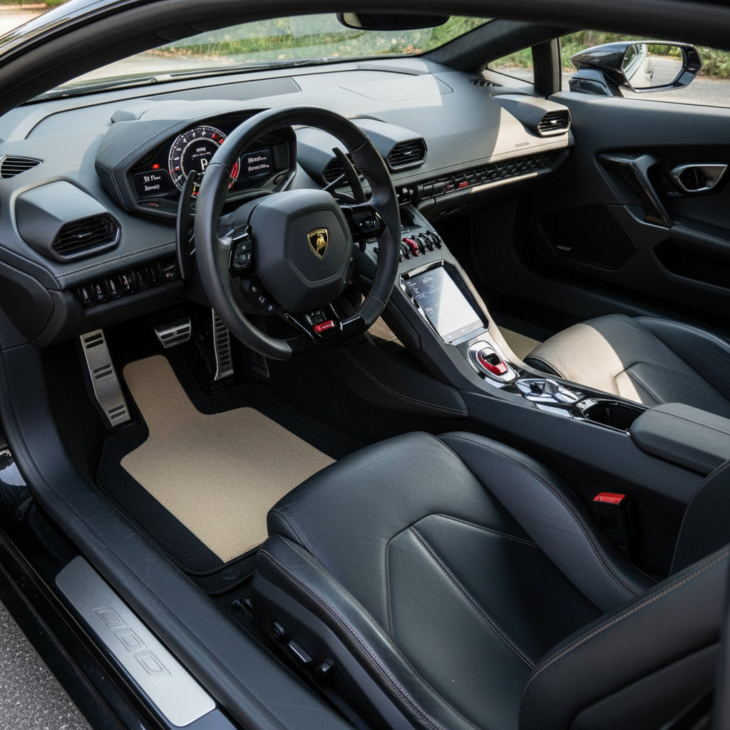 Customizable Leather Floor Mats with Vertical Hex Pattern for Lamborghini Huracan Perfomante (2017-2019) - AutoWin