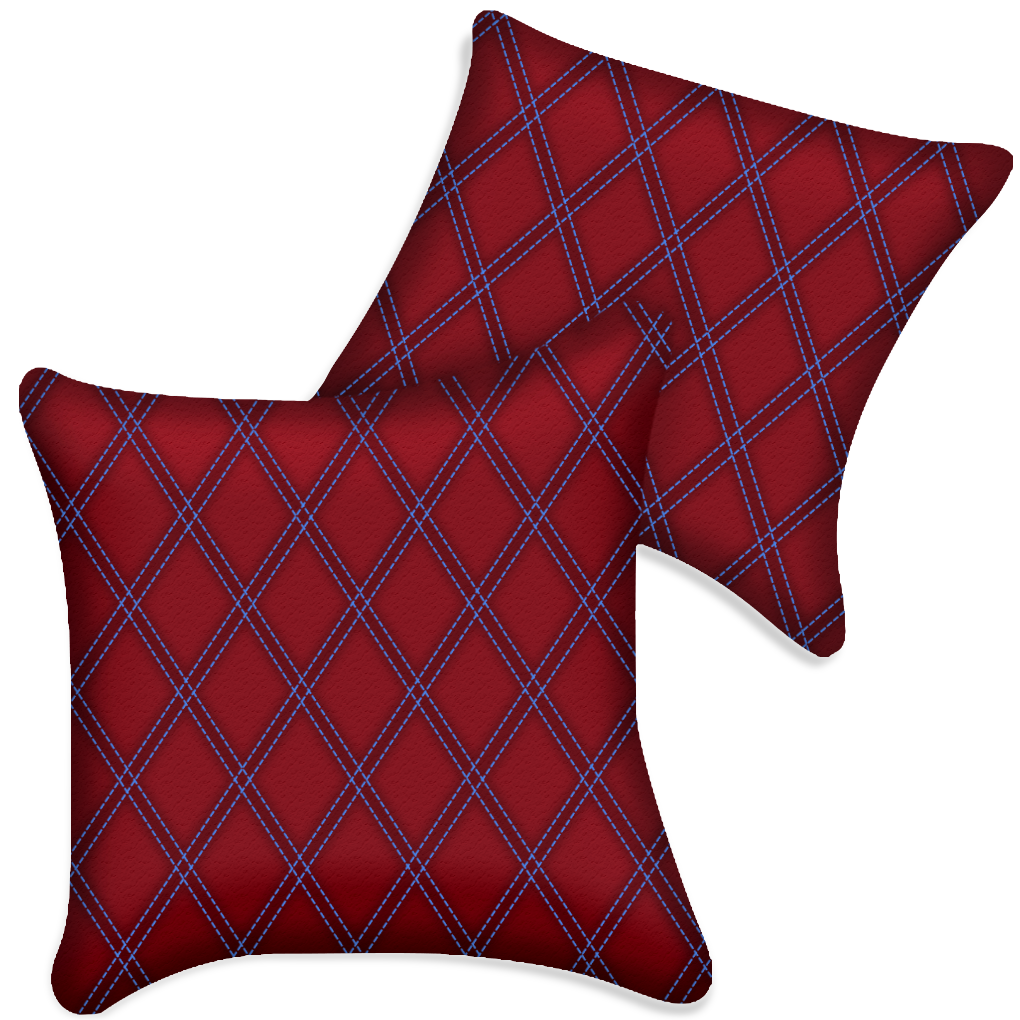 Customizable Red Leather Pillows Set of 2 for All Vehicles | Double Diamond Pattern