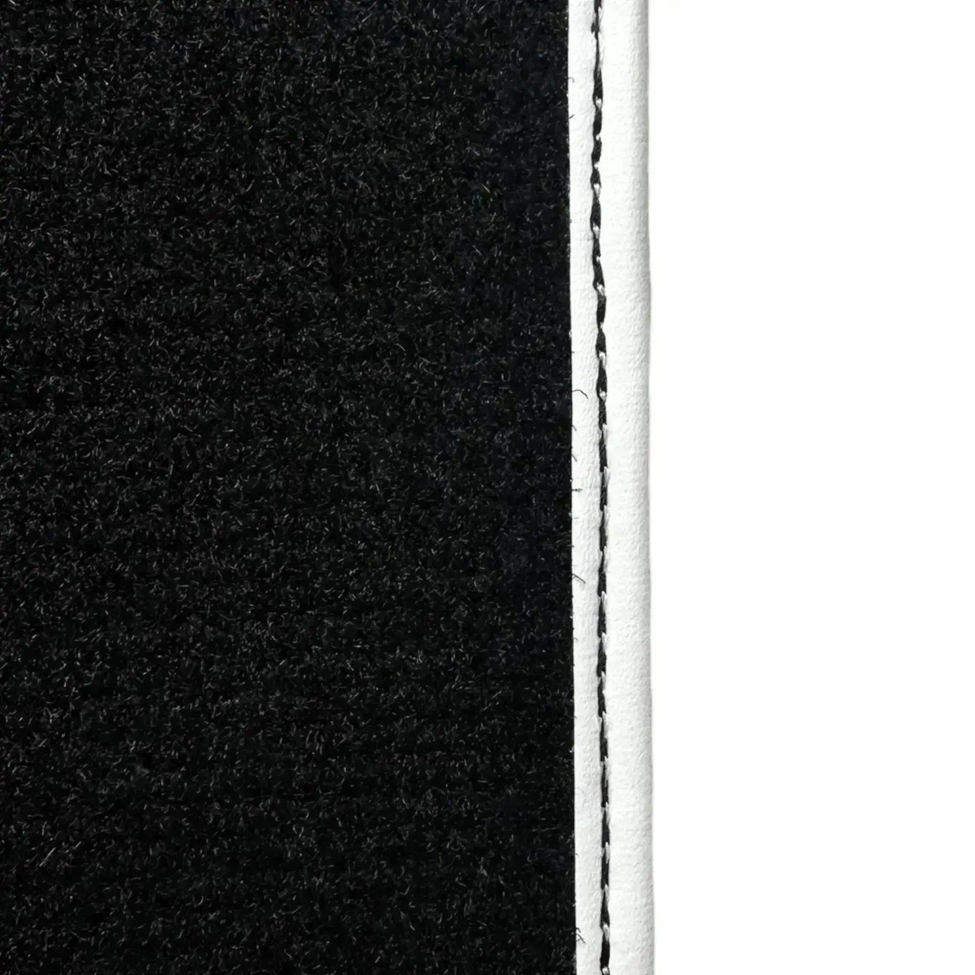Black Floor Mats for Mini Cooper / One R56 (2007-2014) with Leather | White Trim - AutoWin