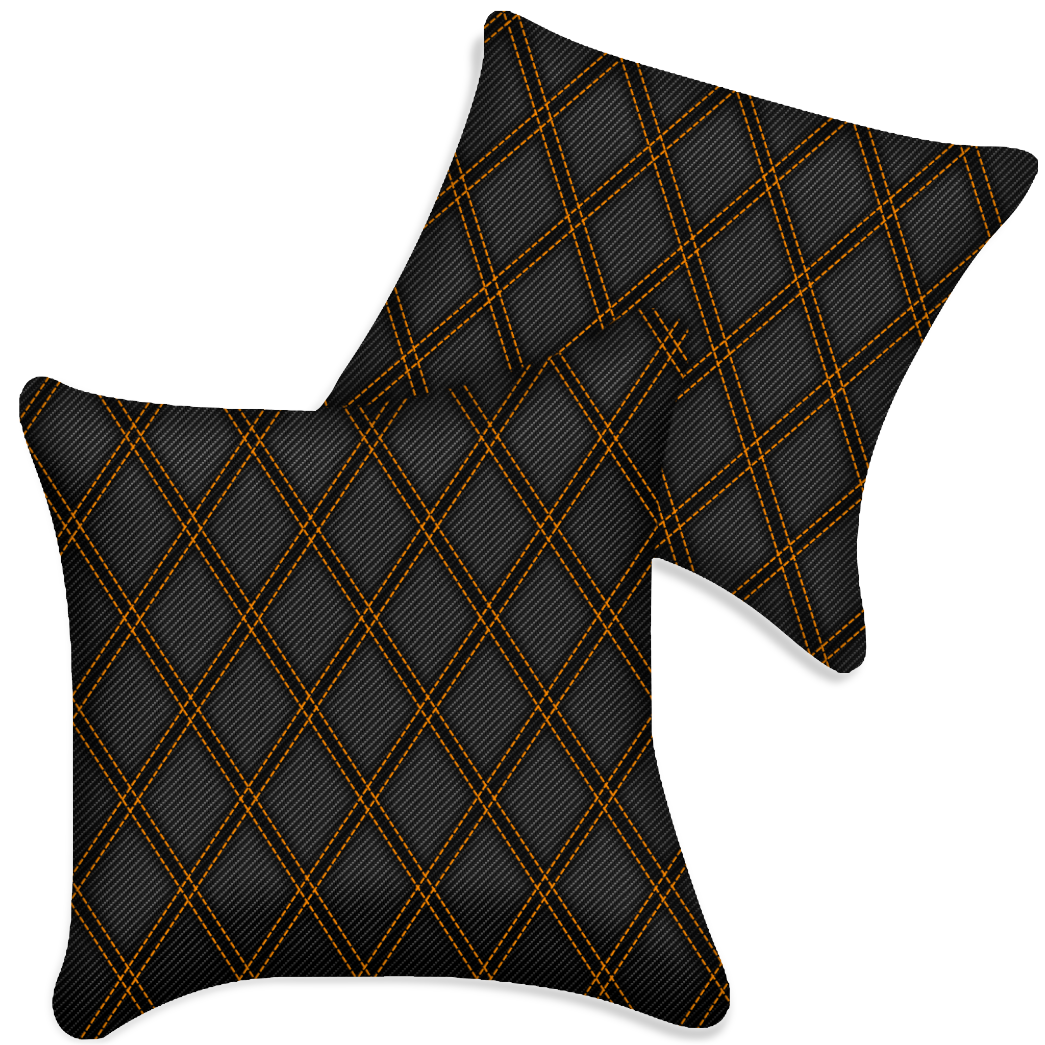 Customizable Black Carbon Fiber Pillows Set of 2 for All Vehicles | Double Diamond Pattern