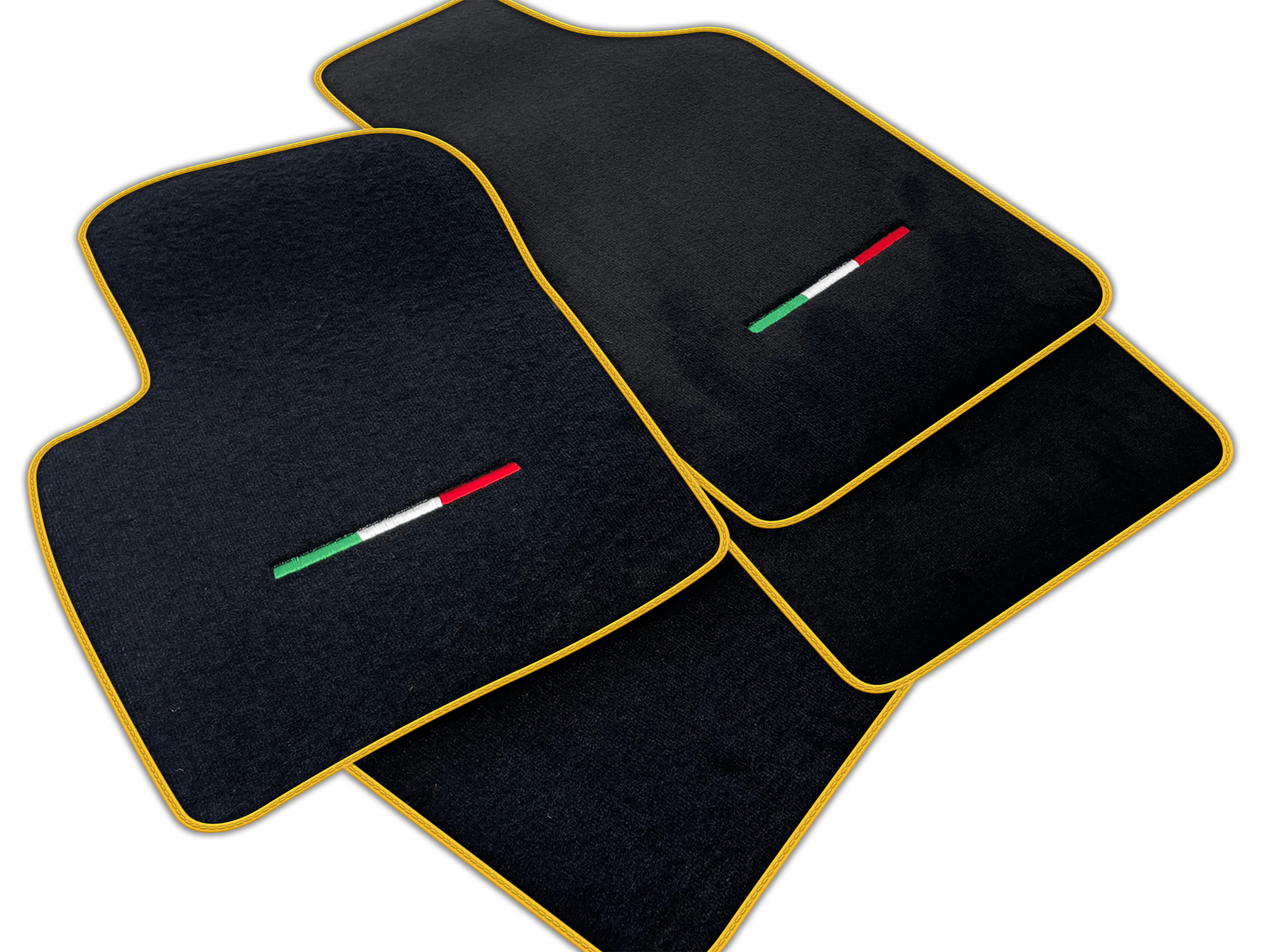 Italian Edition Black Floor Mats for Fiat 500 (2008-2013) Automatic