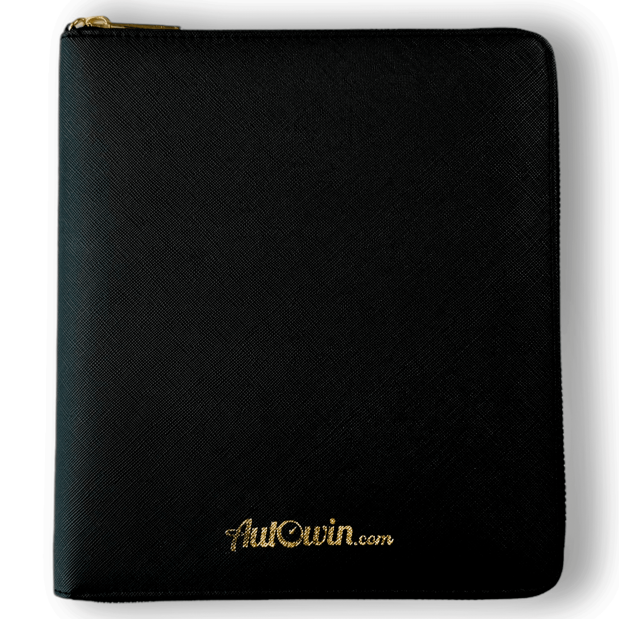 Black Leather AutoWin Document Holder with Golden Logo - AutoWin