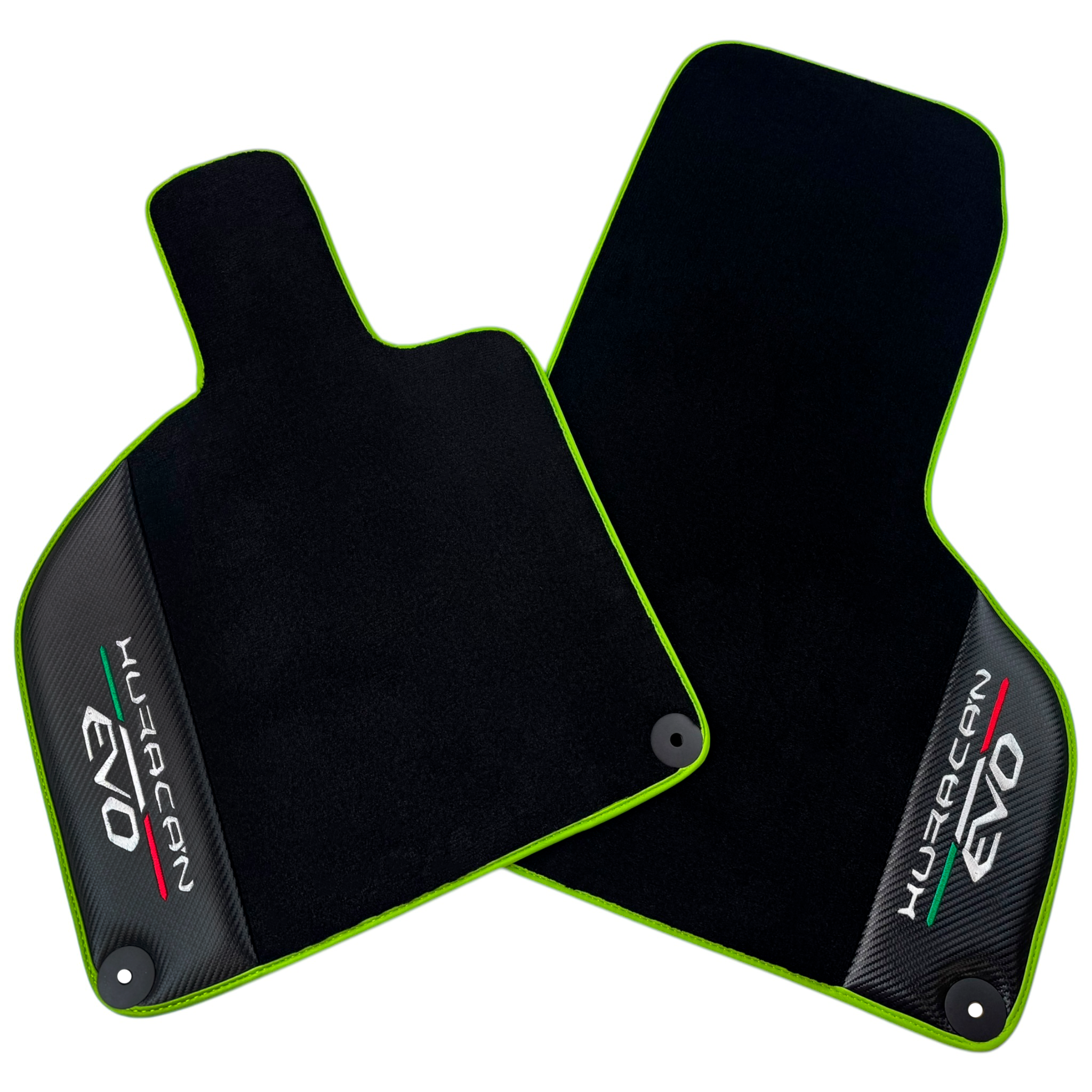 Black Floor Mats for Lamborghini Huracan EVO (2019-2024) with Carbon Fiber Borders