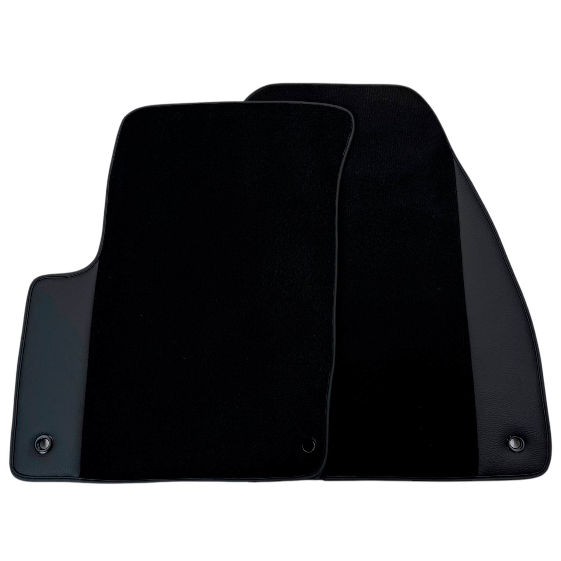 Black Floor Mats for Jeep Grand Cherokee WK2 (2011-2023) Double Fixation with Leather | AutoWin