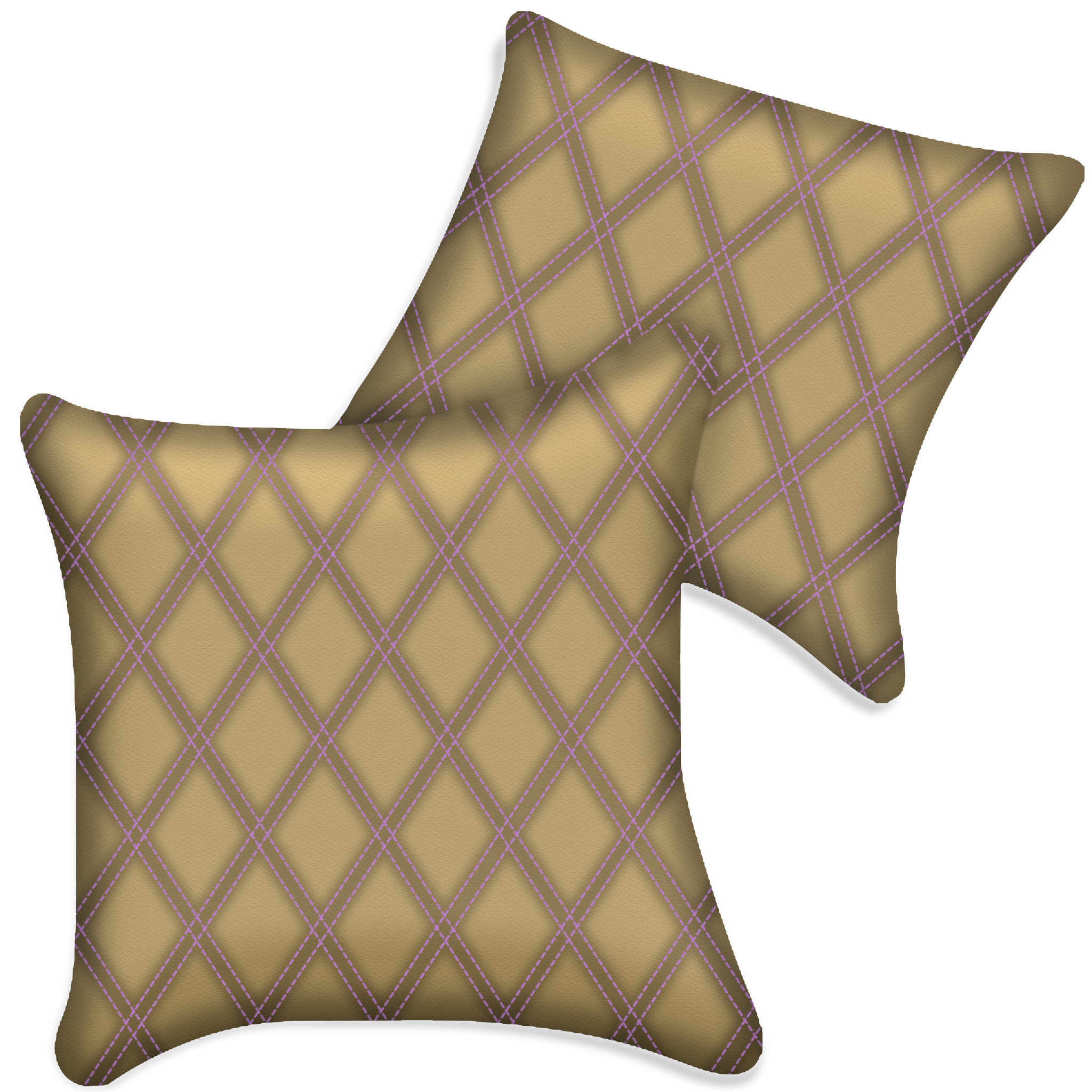 Customizable Beige Leather Pillows Set of 2 for All Vehicles | Double Diamond Pattern