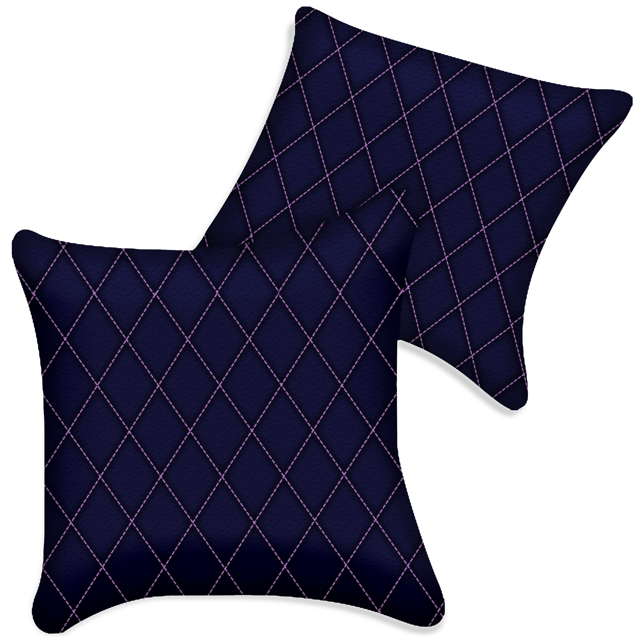 Customizable Dark Blue Leather Pillows Set of 2 for All Vehicles | Single Diamond Pattern