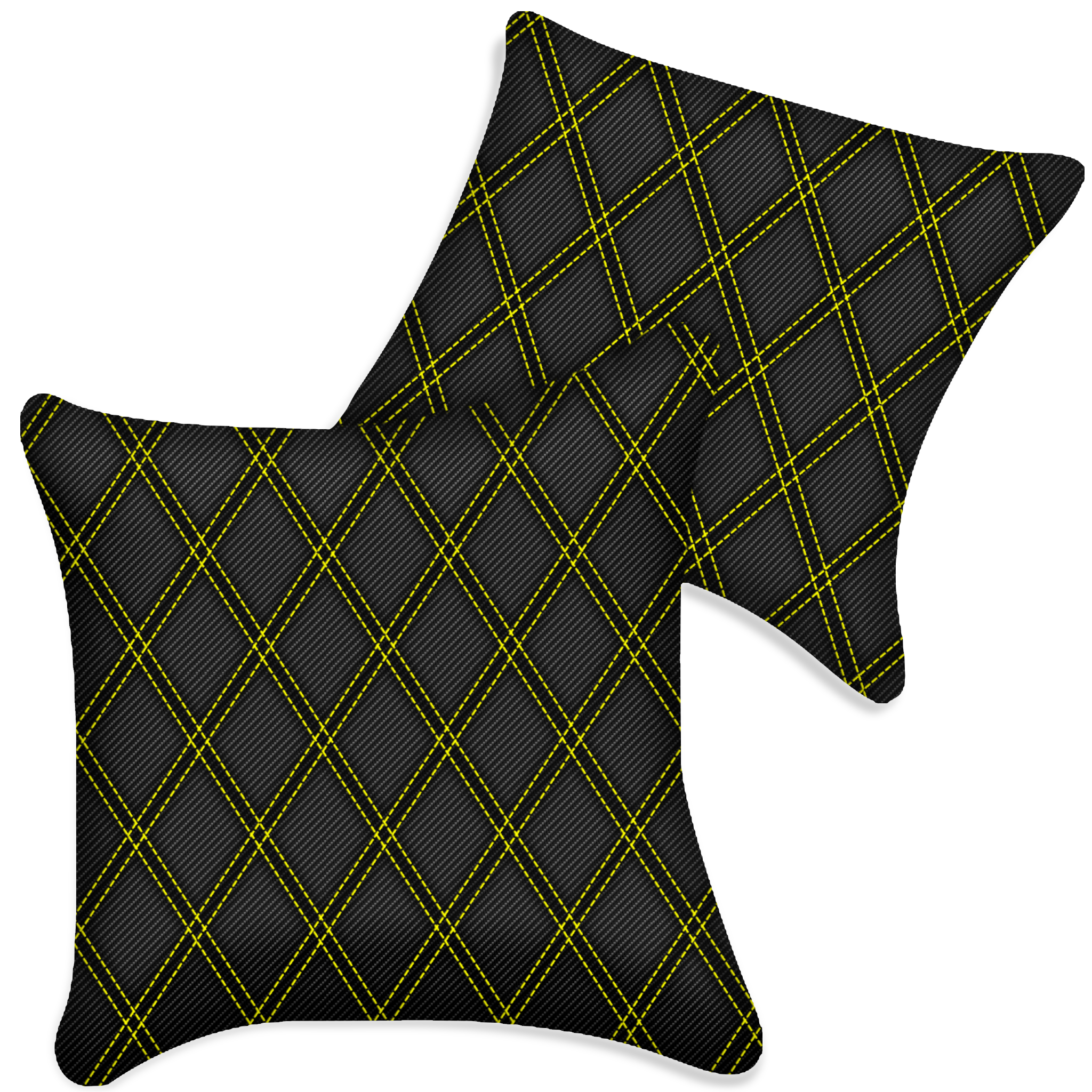 Customizable Black Carbon Fiber Pillows Set of 2 for All Vehicles | Double Diamond Pattern