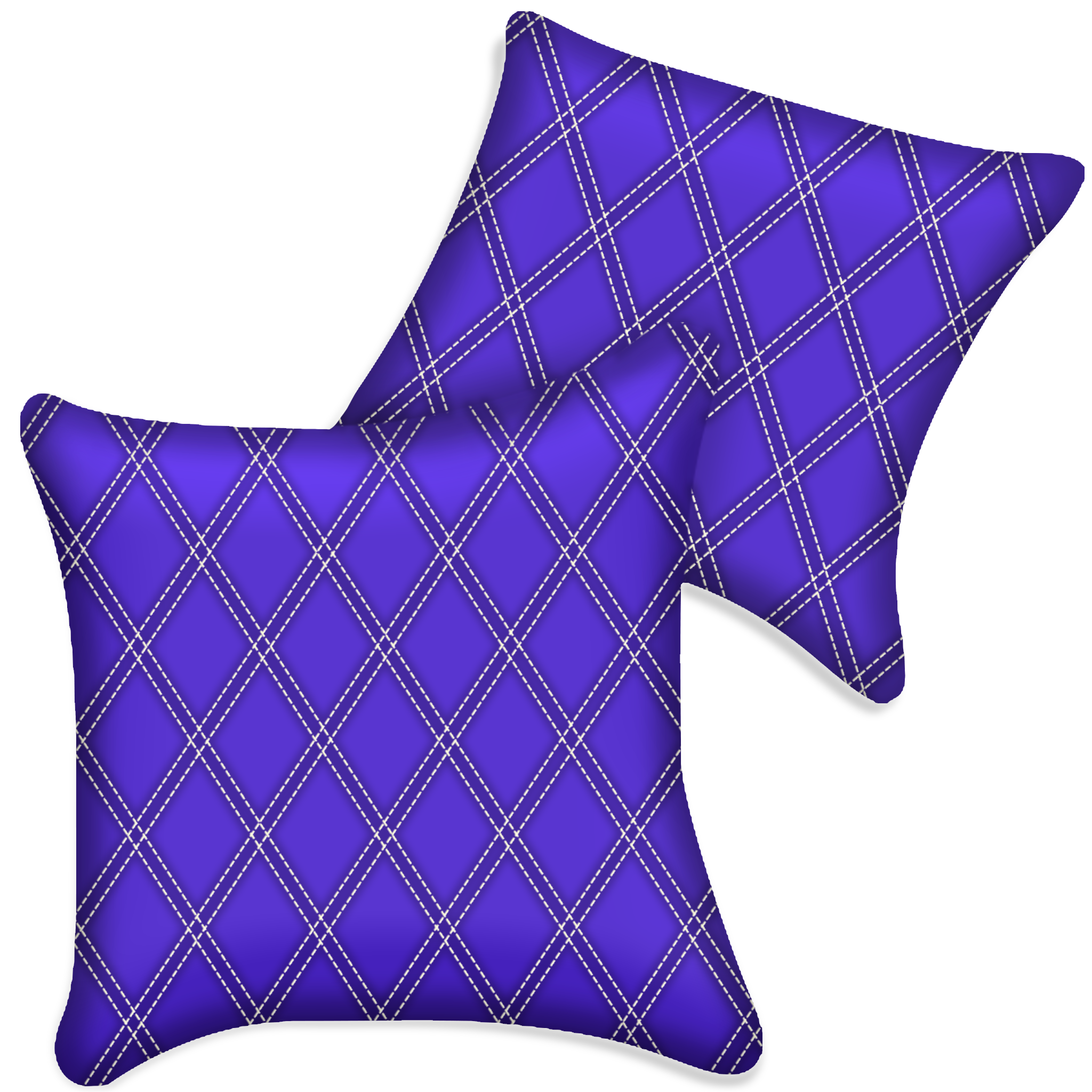 Customizable Purple Leather Pillows Set of 2 for All Vehicles | Double Diamond Pattern