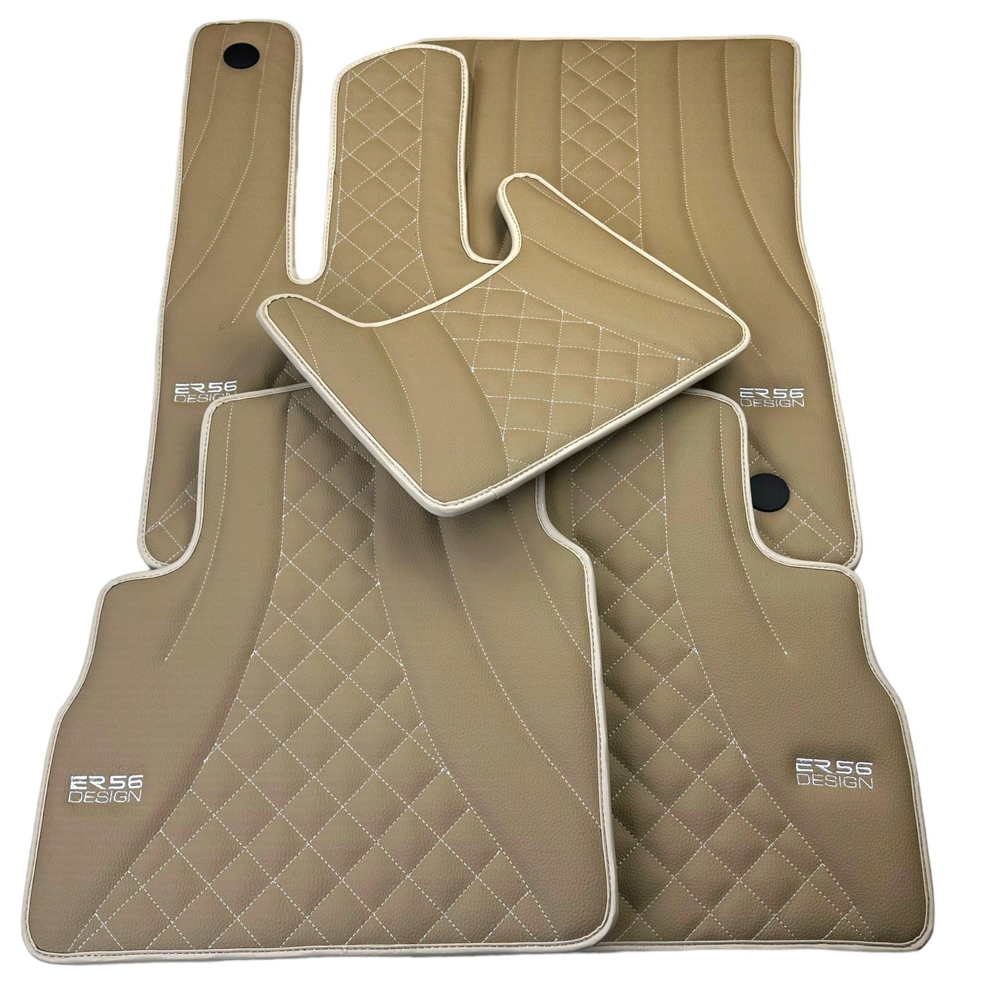 Beige Leather Floor Mats for Mercedes-Benz G Class W461 (1979-2008) ER56 Design - AutoWin
