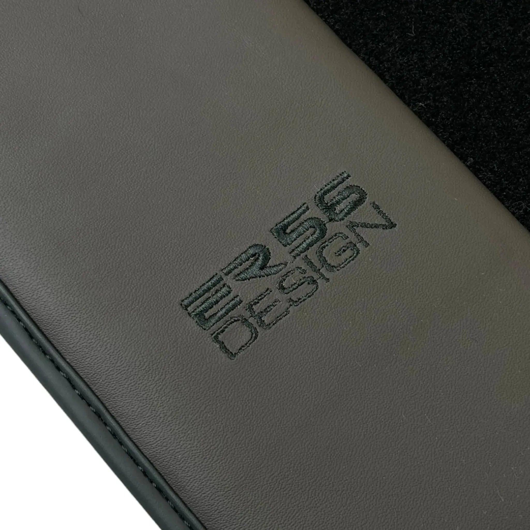 Black Floor Mats for Audi Q8 e-tron (2023-2025) with Dark Brown Leather | ER56 Design - AutoWin