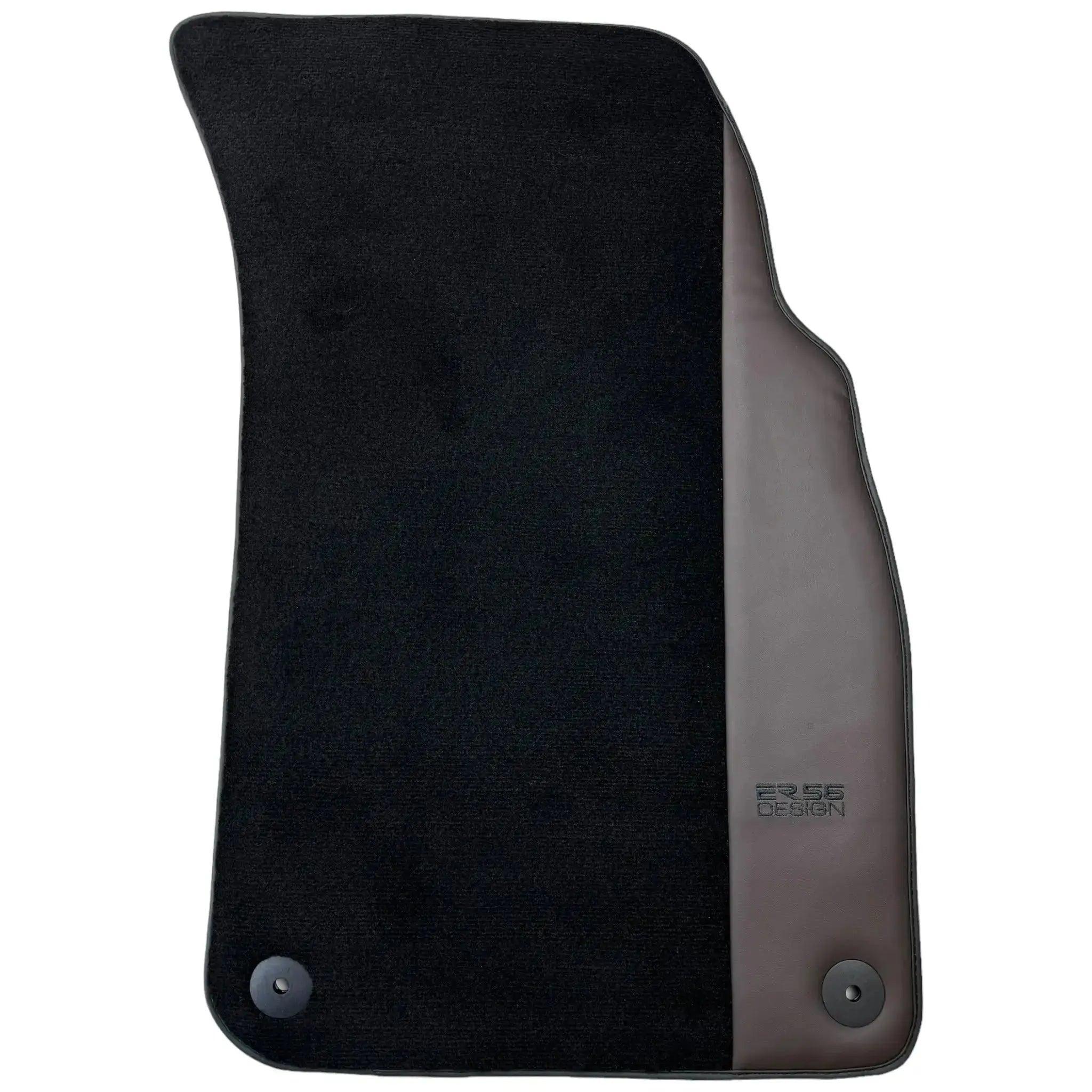 Black Floor Mats for Audi Q8 e-tron (2023-2025) with Dark Brown Leather | ER56 Design - AutoWin