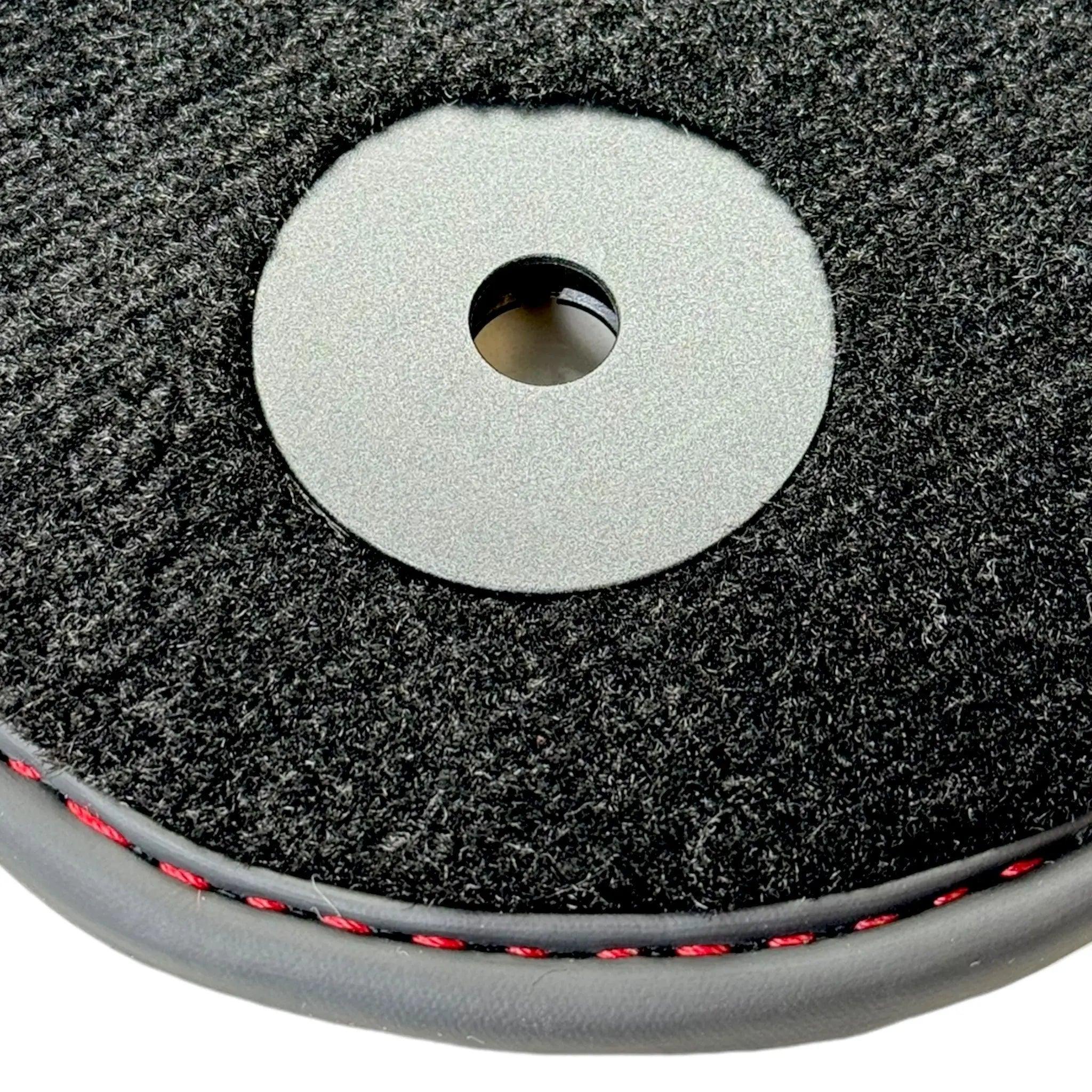 Black Floor Mats for Audi Q8 e-tron (2023-2025) with Red Leather | ER56 Design - AutoWin