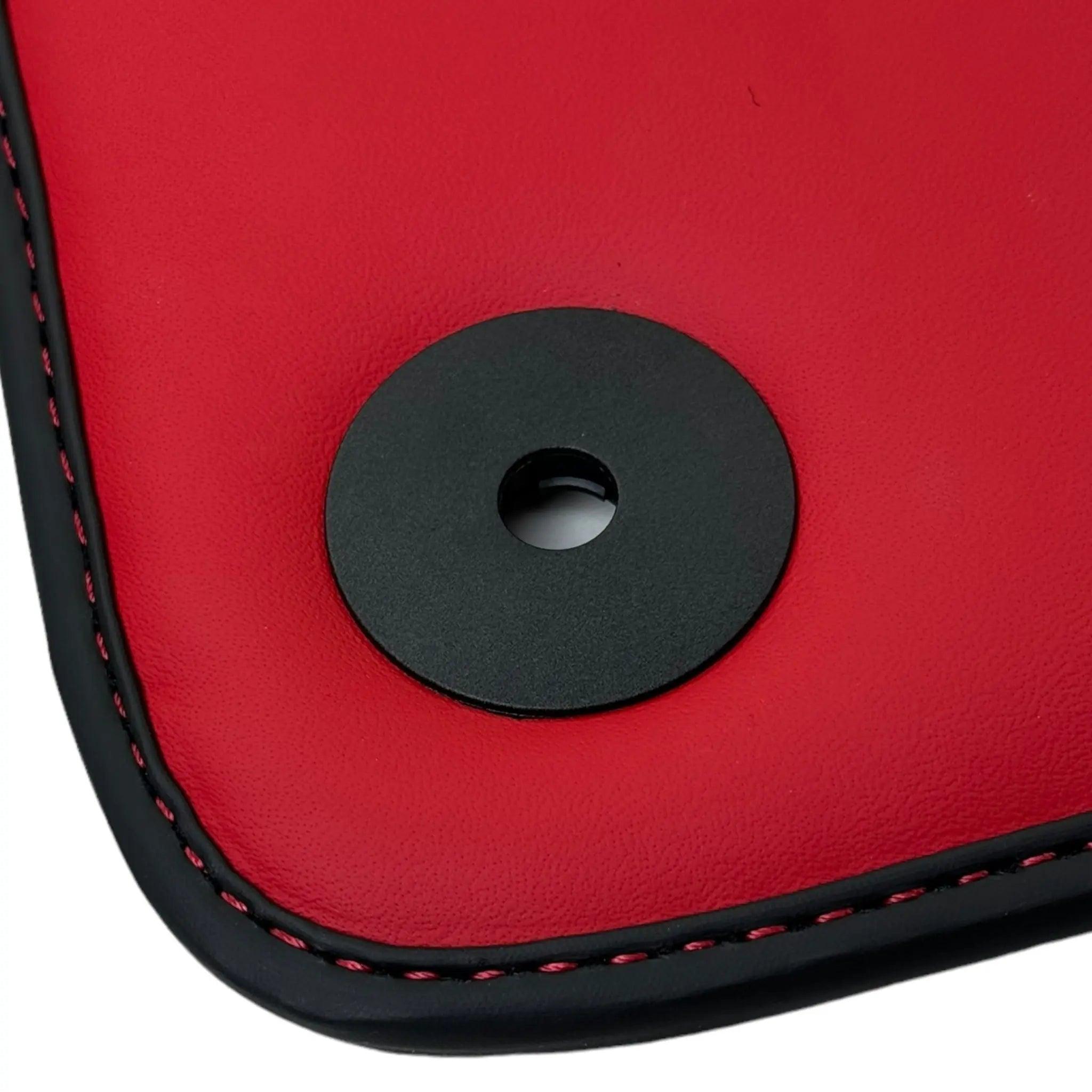 Black Floor Mats for Audi Q8 e-tron (2023-2025) with Red Leather | ER56 Design - AutoWin