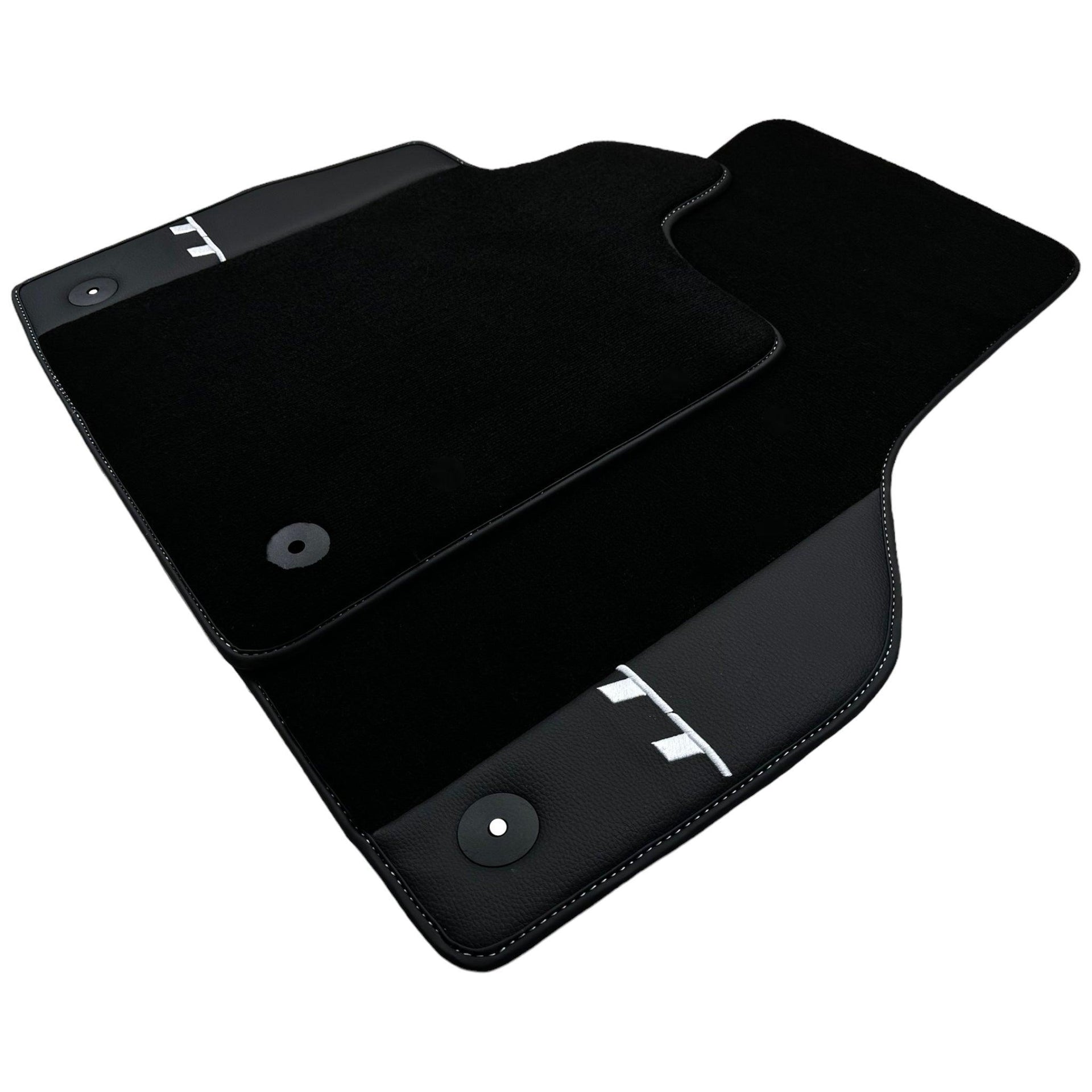 Black Floor Mats for Audi TT MK3 Coupe (2019-2023) with Leather - AutoWin