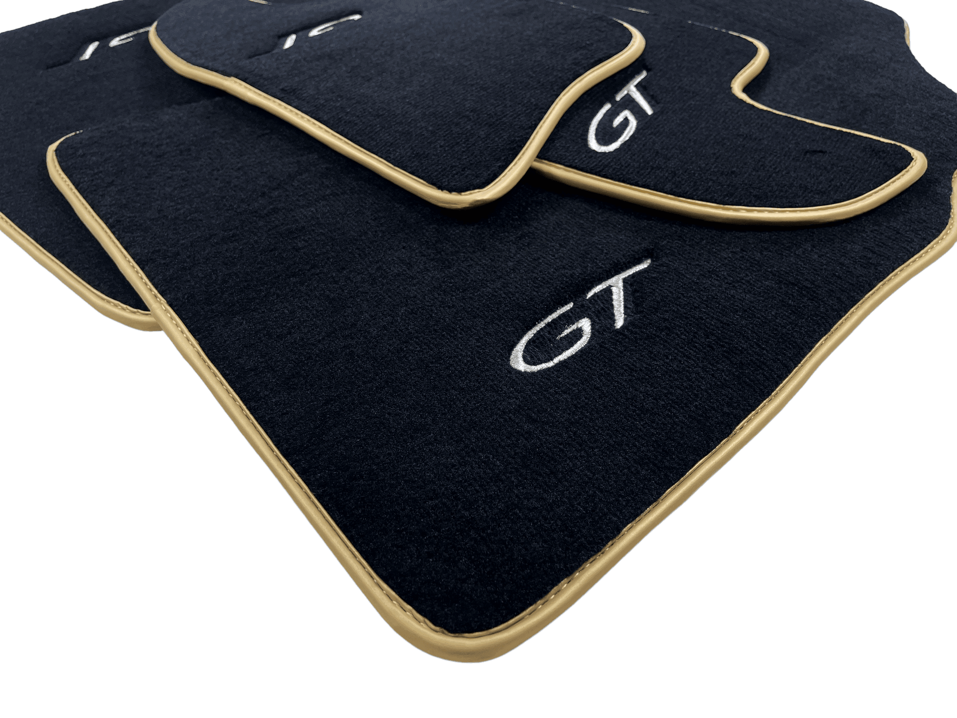 Black Floor Mats For Bentley Continental GT (2011–2018) With Gold Color Trim - AutoWin
