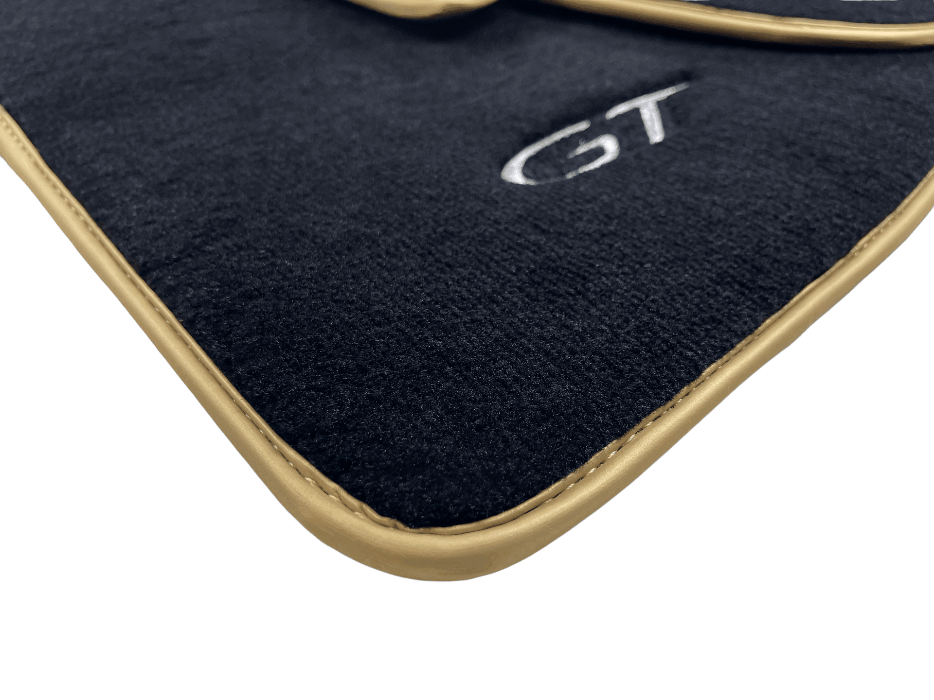 Black Floor Mats For Bentley Continental GT (2011–2018) With Gold Color Trim - AutoWin