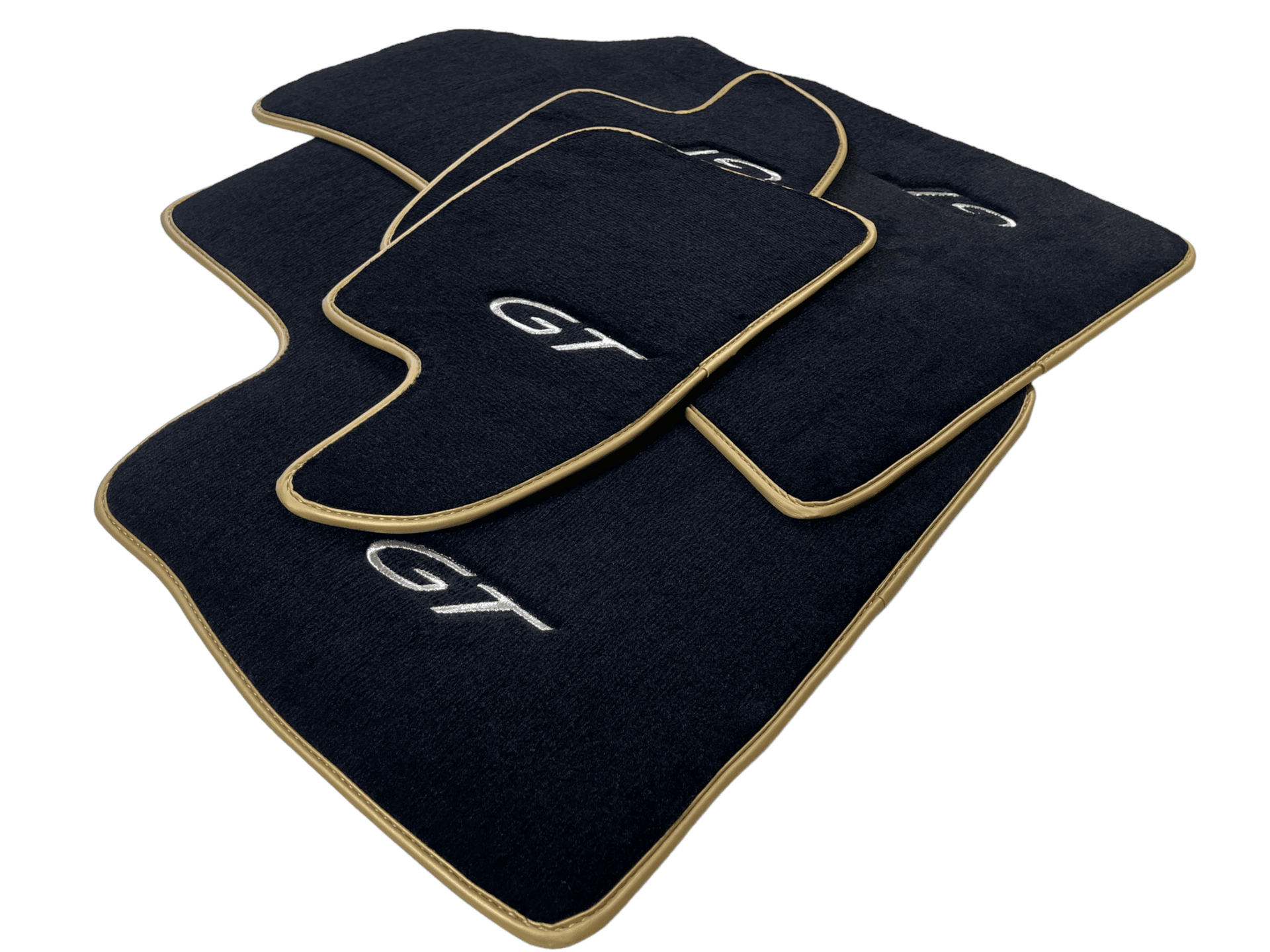 Black Floor Mats For Bentley Continental GT (2011–2018) With Gold Color Trim - AutoWin