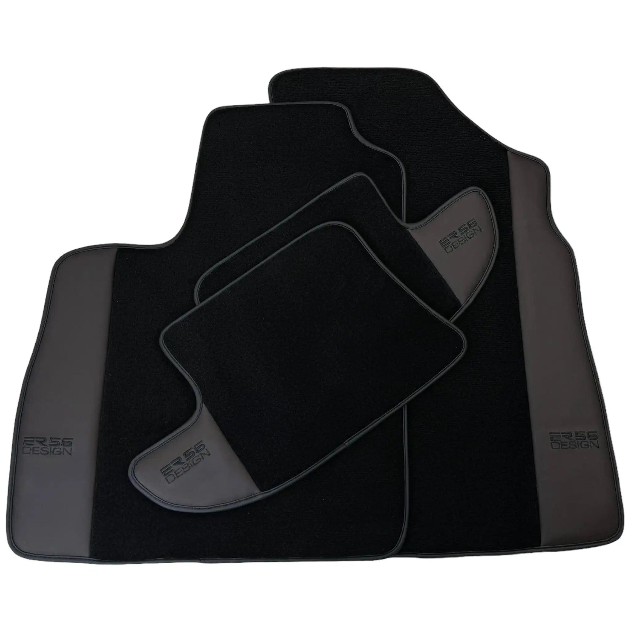 Black Floor Mats for Bentley Continental GTC (2006–2011) with Dark Brown Leather | ER56 Design - AutoWin