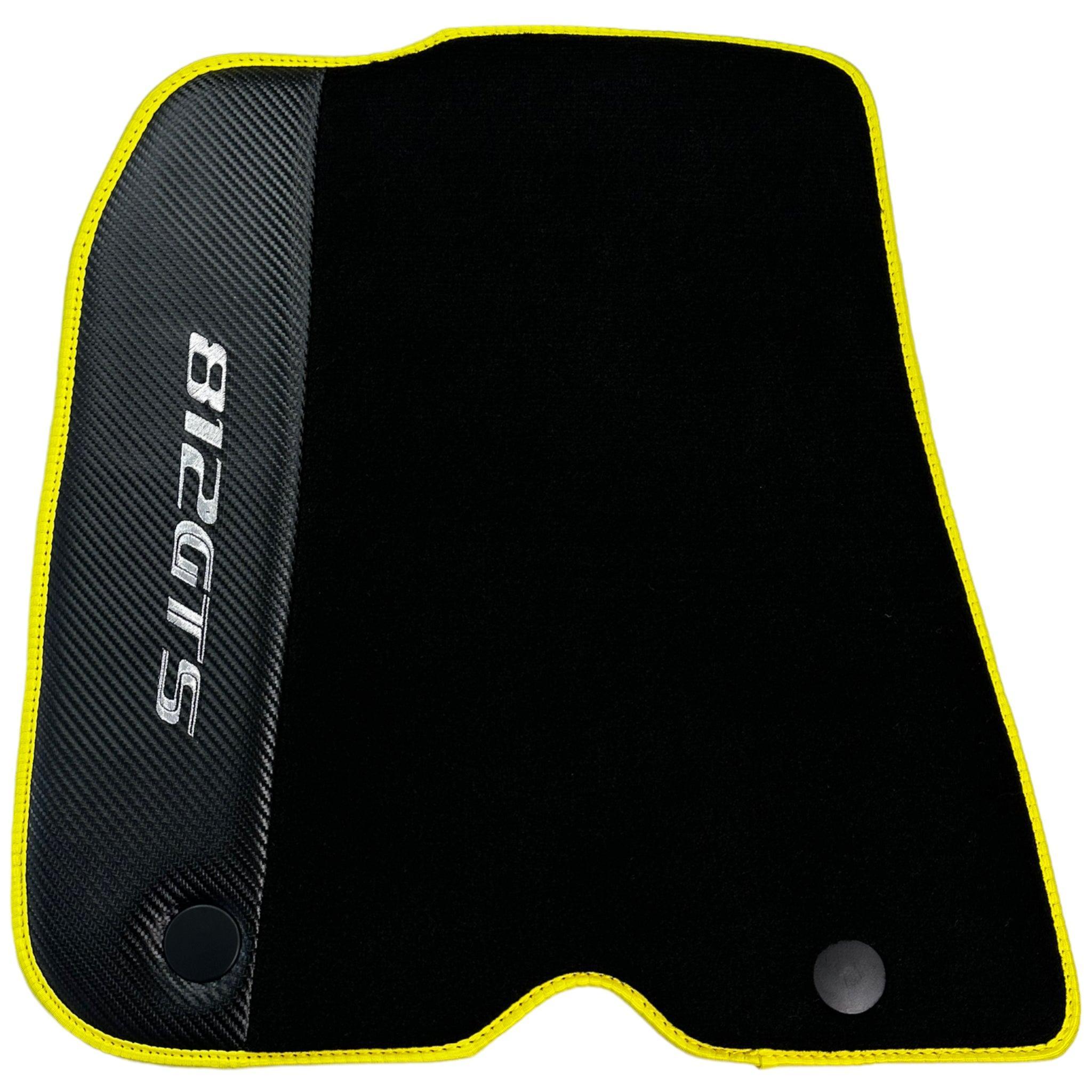 Black Floor Mats for Ferrari 812 GTS (2019-2023) with Carbon Leather - AutoWin