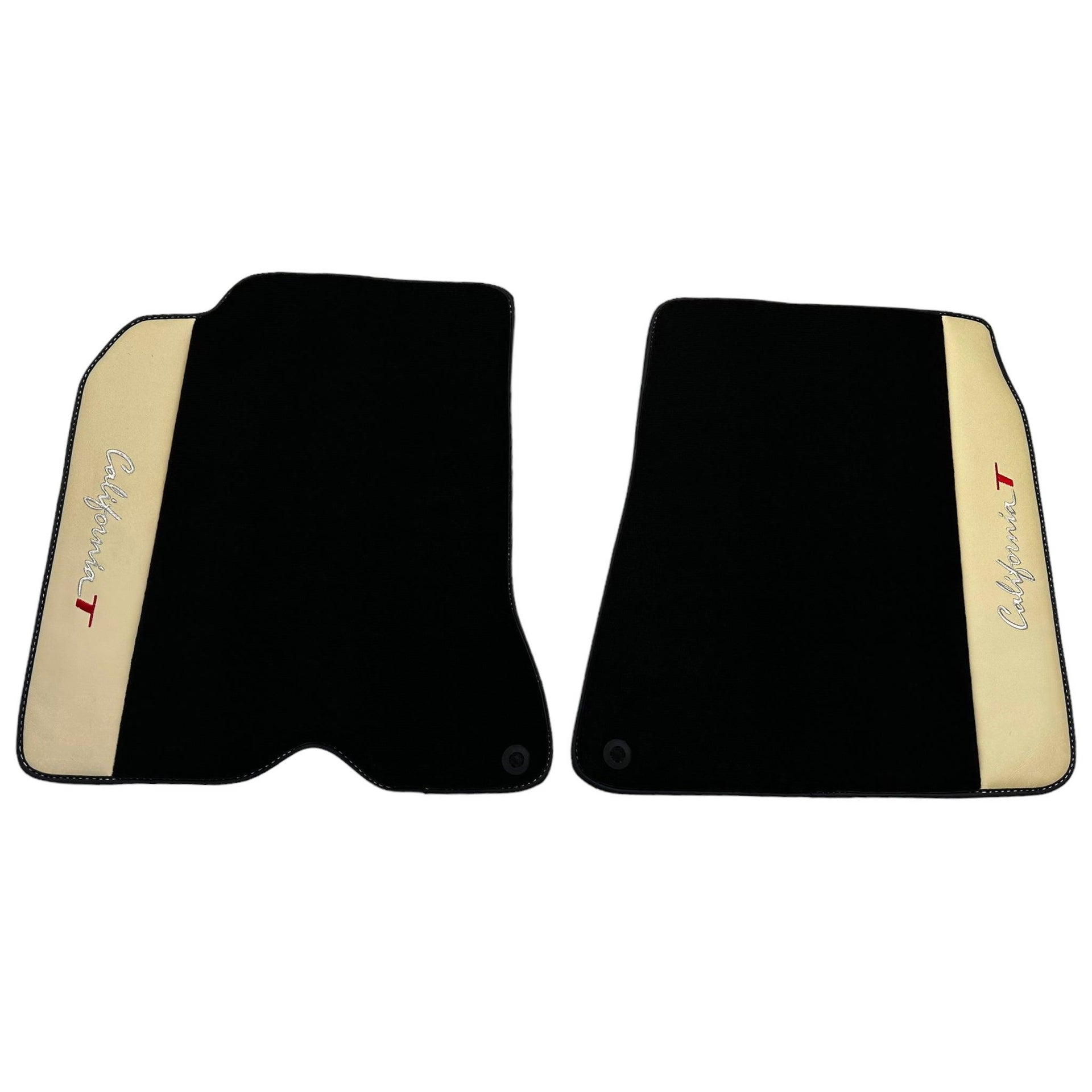 Black Floor Mats for Ferrari California T (2015–2018) Crema Nappa Leather - AutoWin
