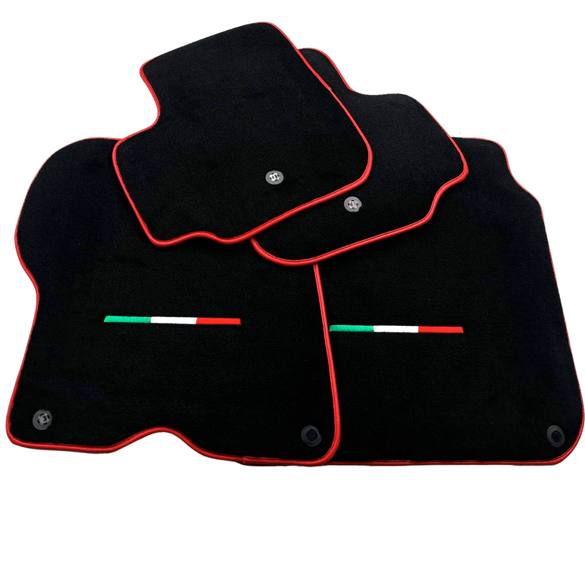 Black Floor Mats For Ferrari GTC4 Lusso (2016-2023) Italian Edition with Red Trim - AutoWin