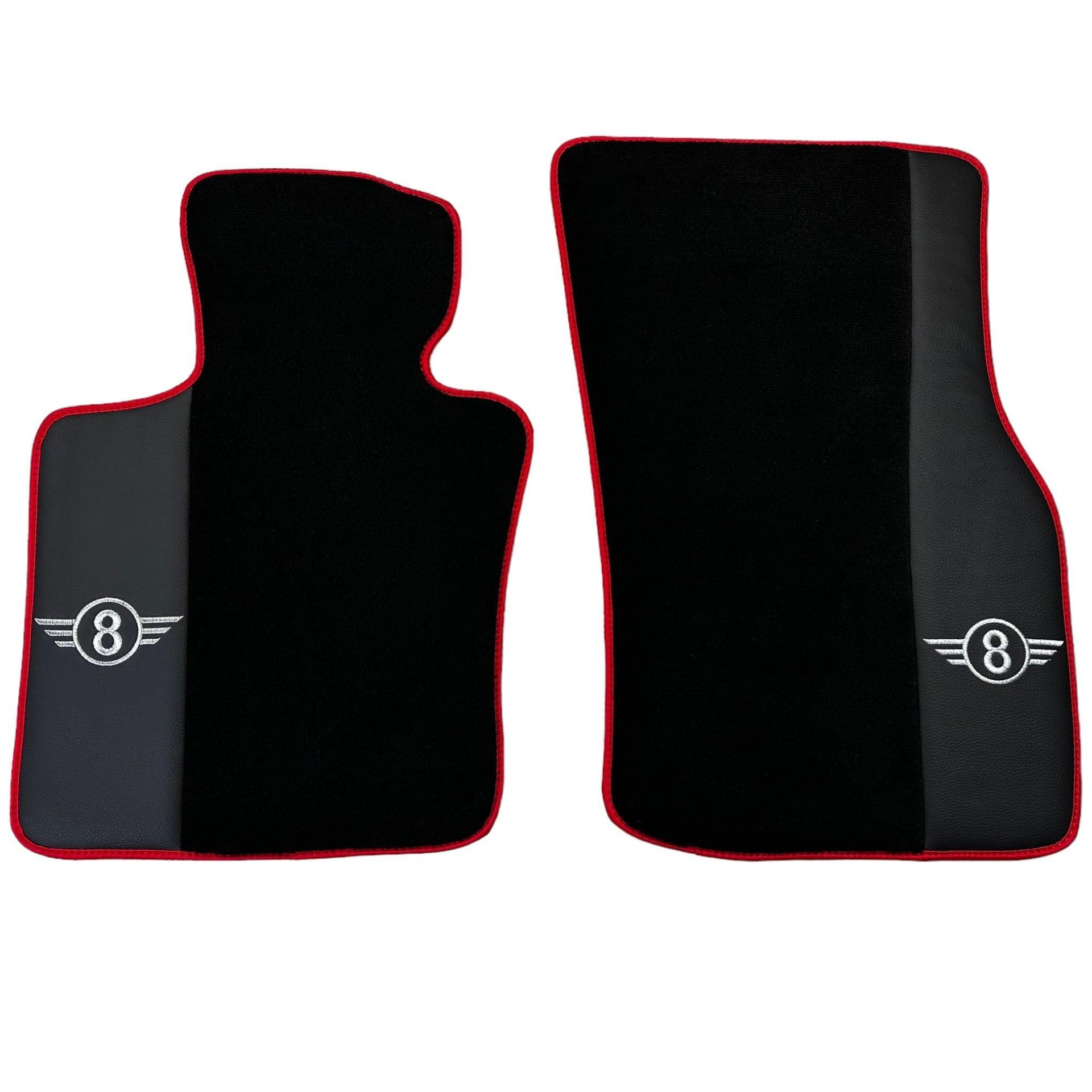Black Floor Mats for Mini Cabrio R52 Convertible (2004-2009) With Leather | Red Trim - AutoWin