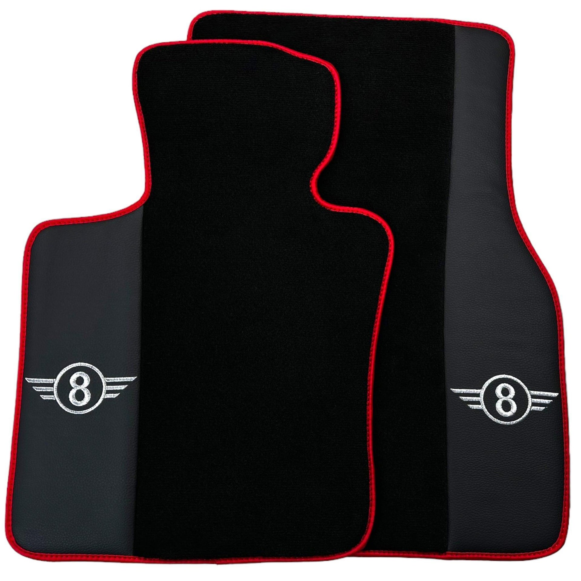 Black Floor Mats for Mini Cabrio R57 Convertible (2009-2016) With Leather | Red Trim - AutoWin