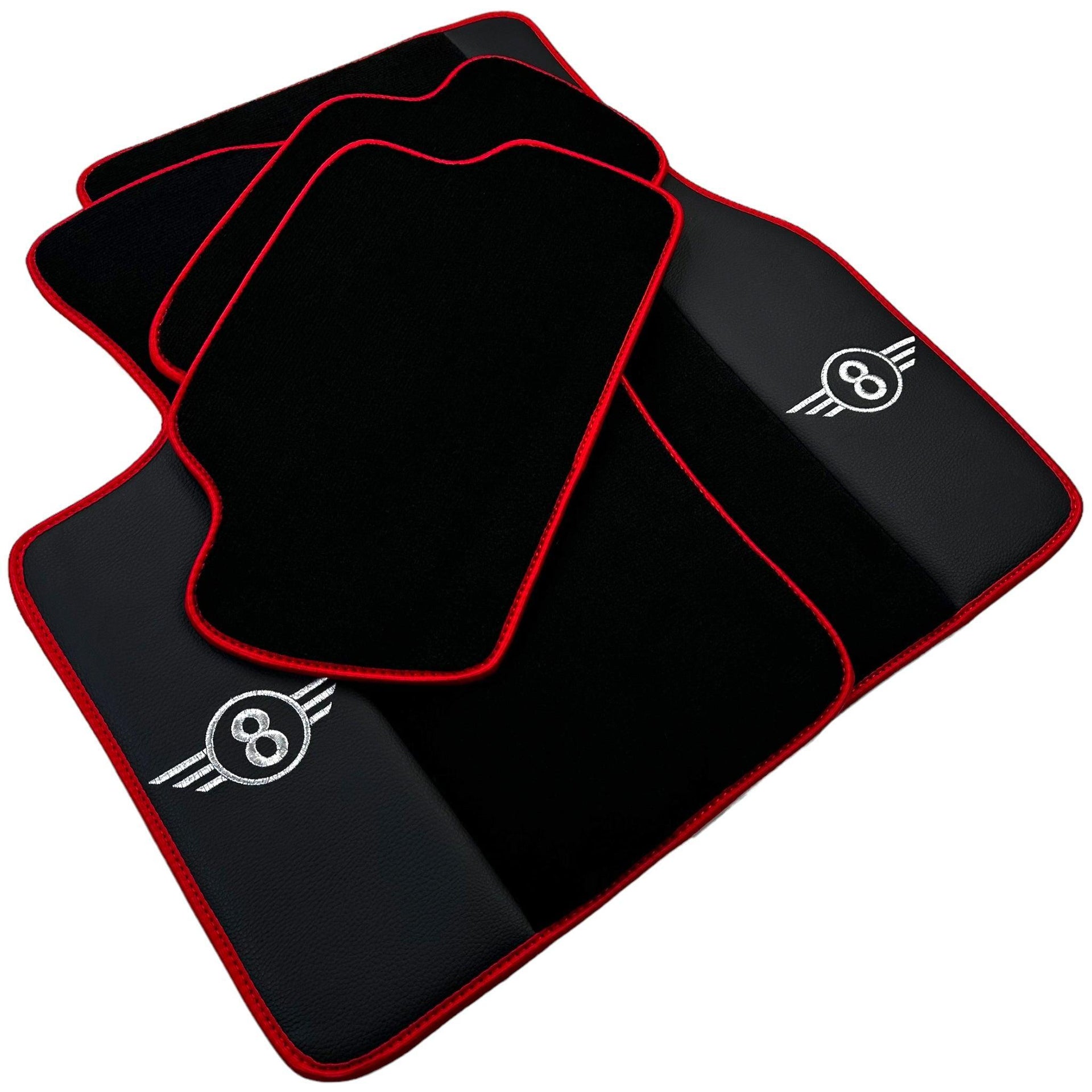 Black Floor Mats for Mini Cooper / One F55 5-doors (2015-2023) With Leather | Red Trim - AutoWin