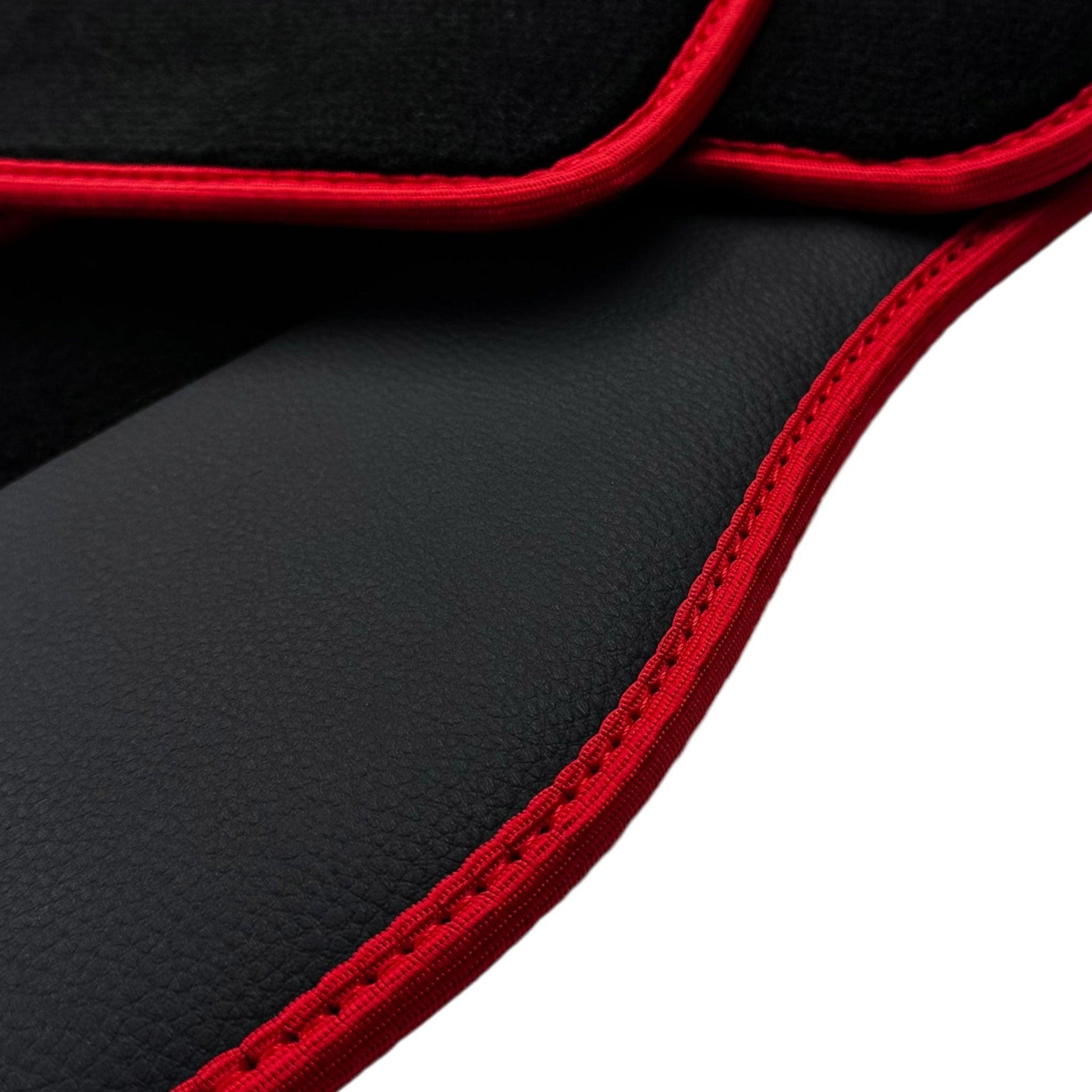 Black Floor Mats for Mini Cooper / One R53 (2001-2007) Cooper S with Leather | Red Trim - AutoWin